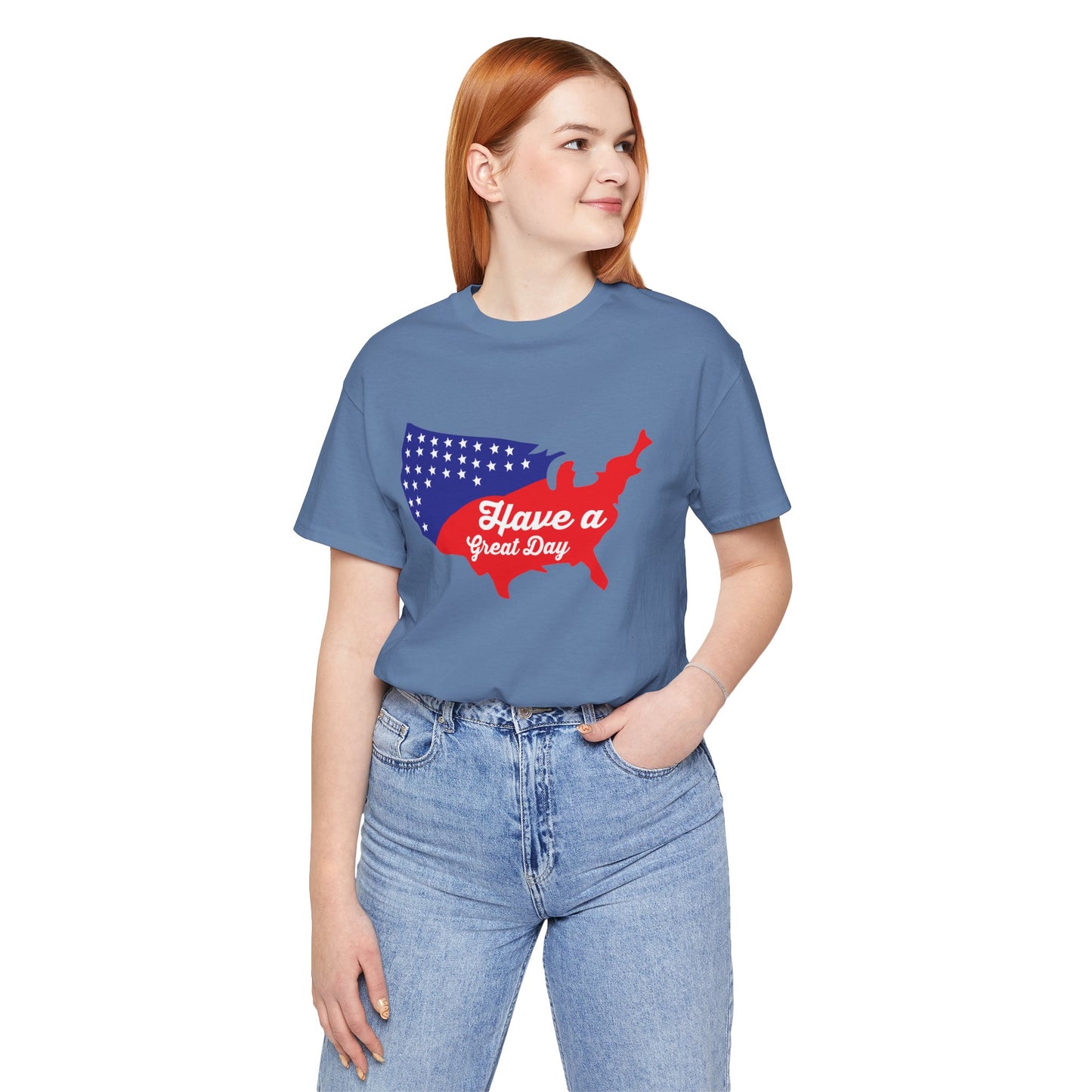 USA Map Patriotic Graphic Unisex Cotton T-Shirt 021