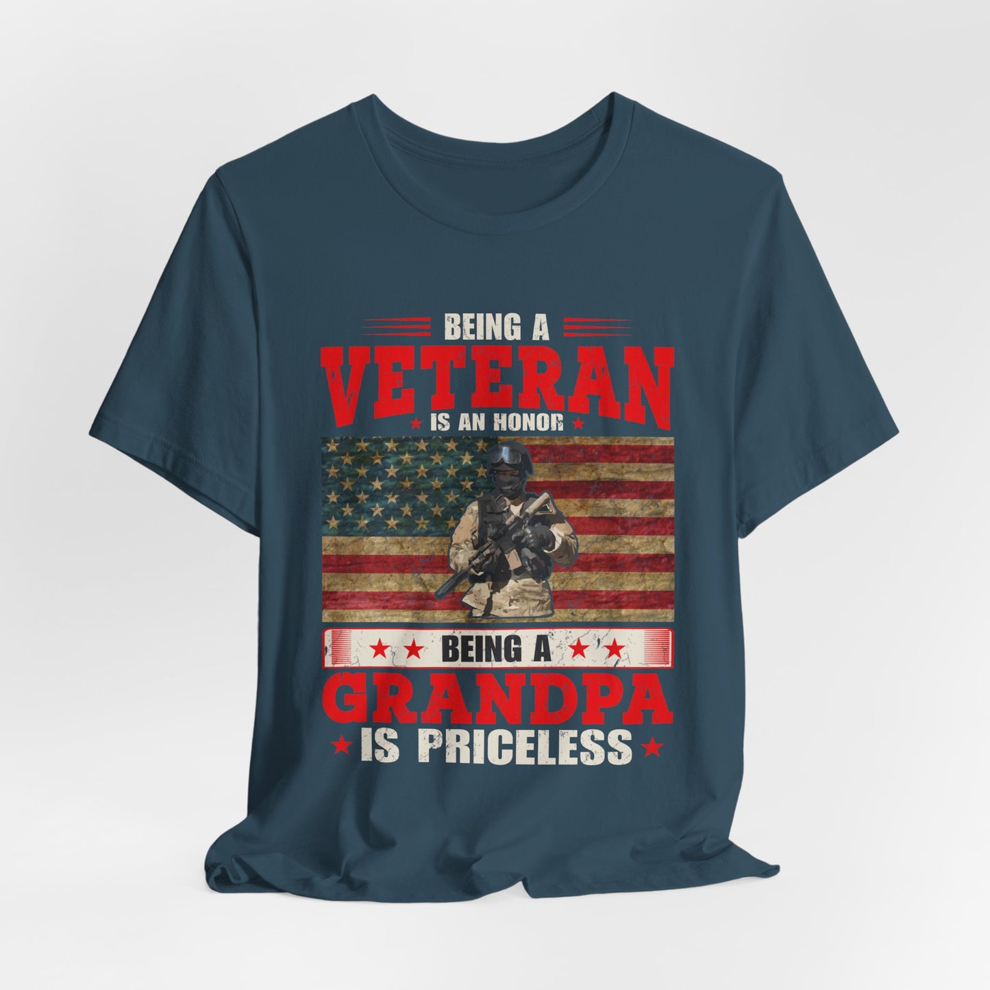 Veteran Grandpa T-Shirt American Flag Soldier Grandpa Unisex Cotton Tee v34