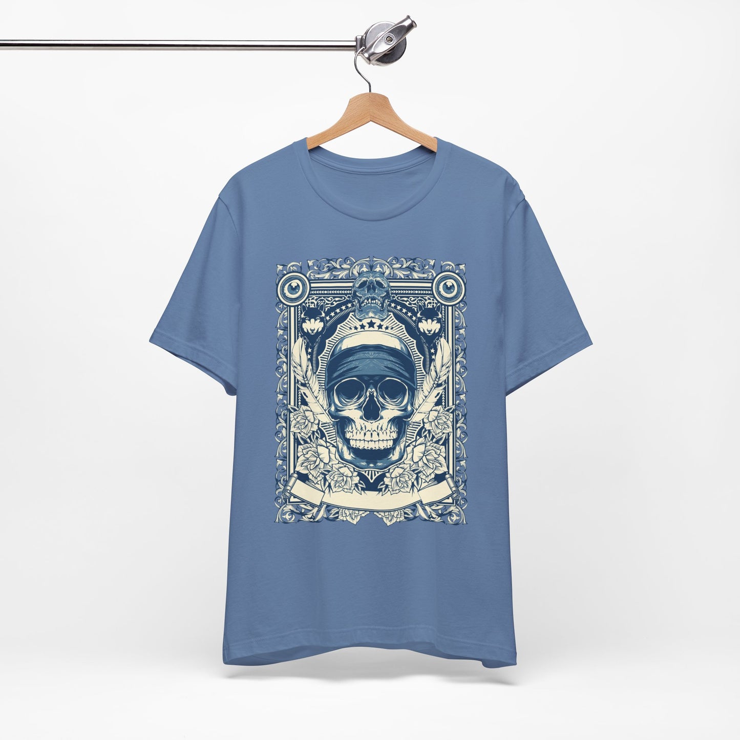 Skull Crown Graphic Tee Vintage Ornate Skull Illustration Rock Band T-Shirt