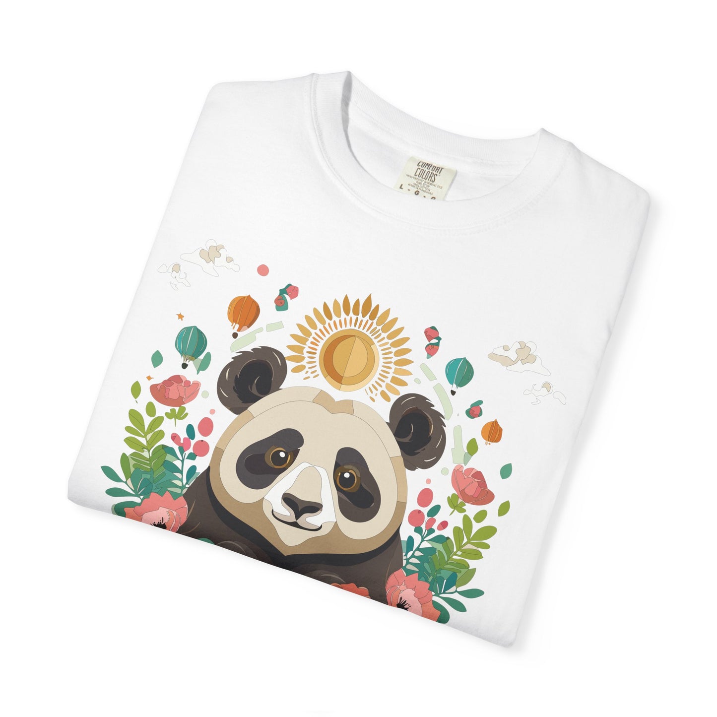 Panda Portrait T-Shirt Unisex Cotton Floral Chinese Graphic Circle Animal Art Tee p4