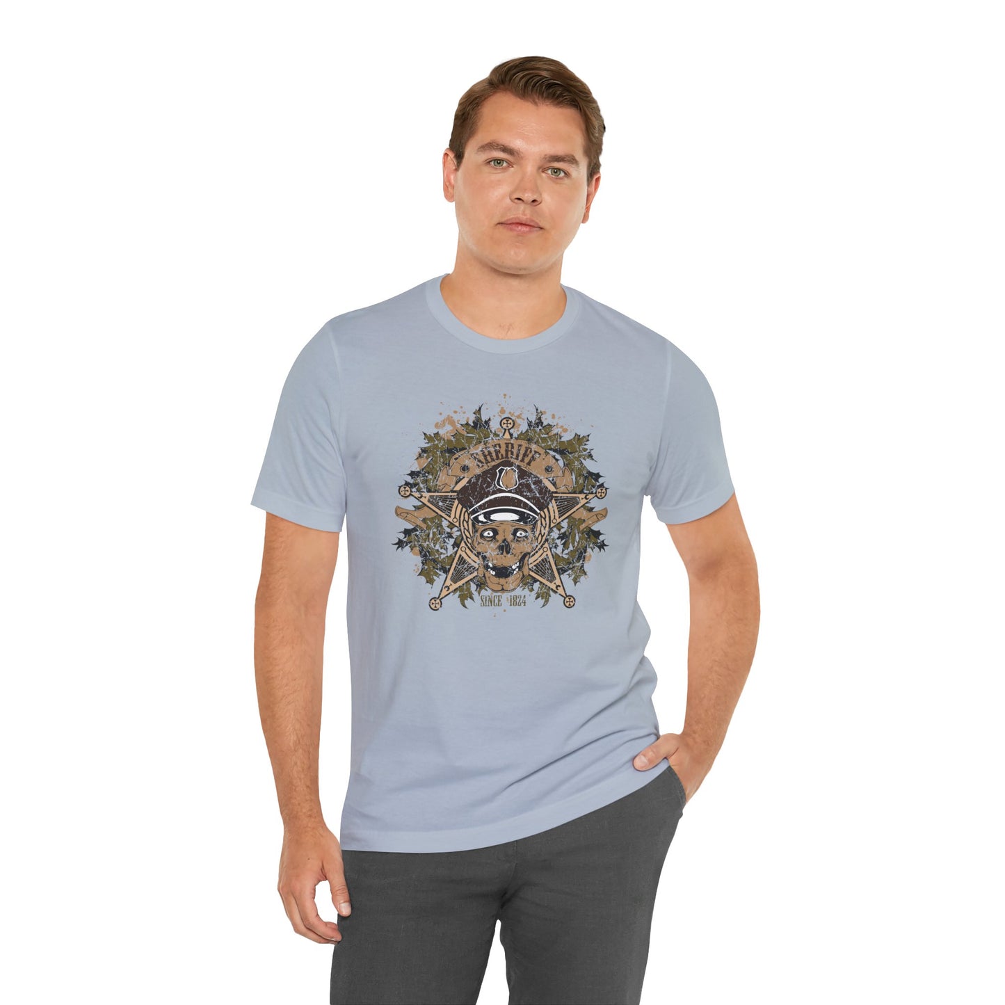 Skull Floral Emblem Graphic Unisex Cotton Tee Art-45