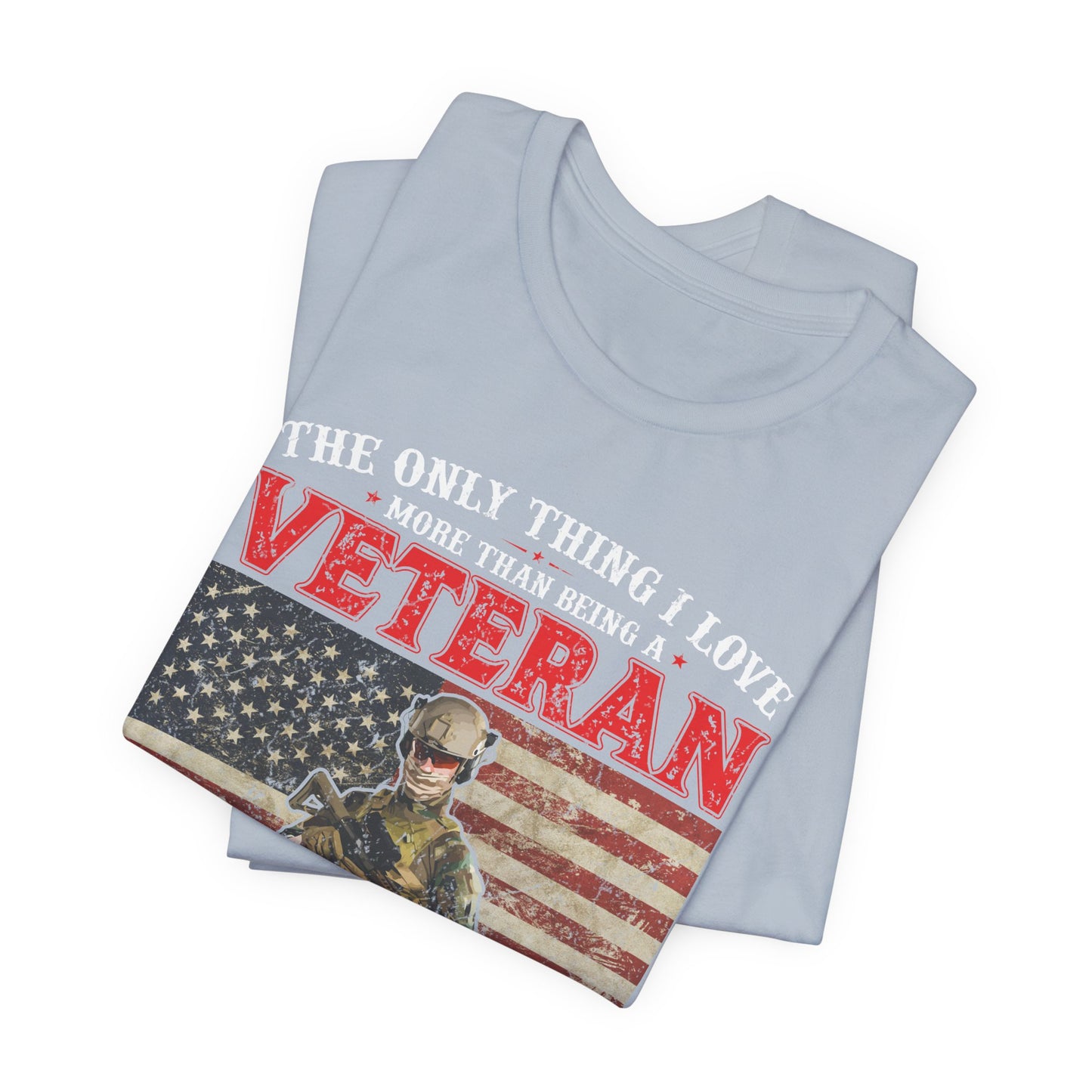 Veteran with American Flag Papa T-Shirt Military Grandpa Unisex Cotton Tee v30