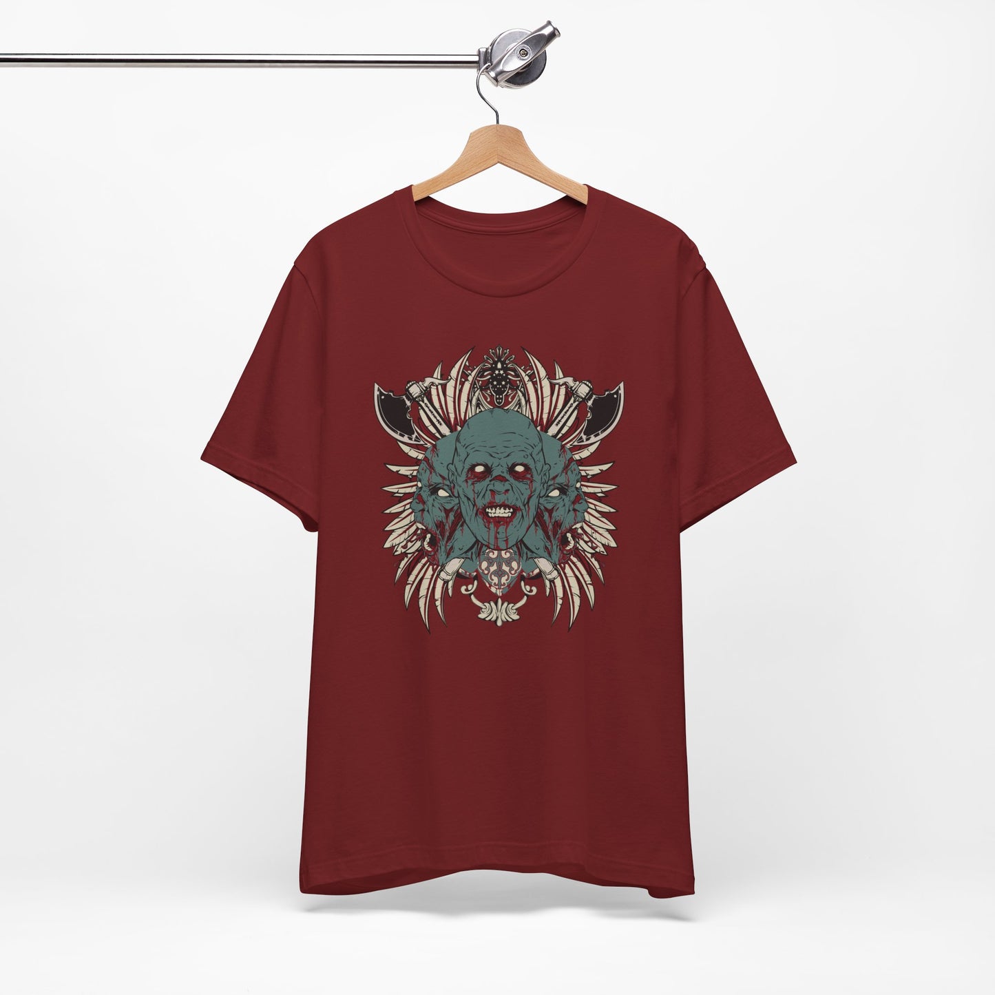Zombie Skull Mandala T-Shirt Horror Graphic Tee, Gothic Skull Art-54-2