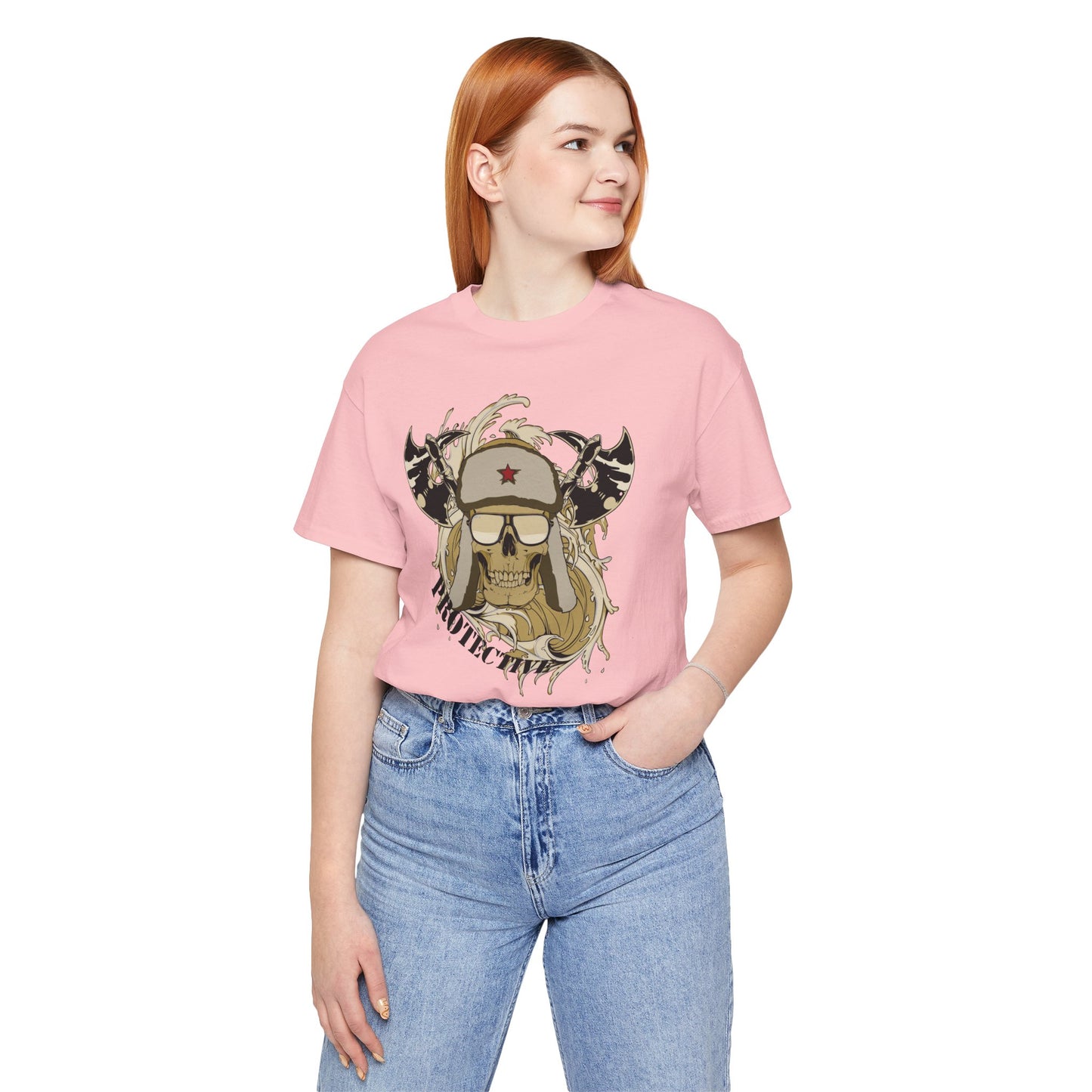 Viking Skull Graphic with Horned Helmet T-Shirt Captain Design Tee Art-41