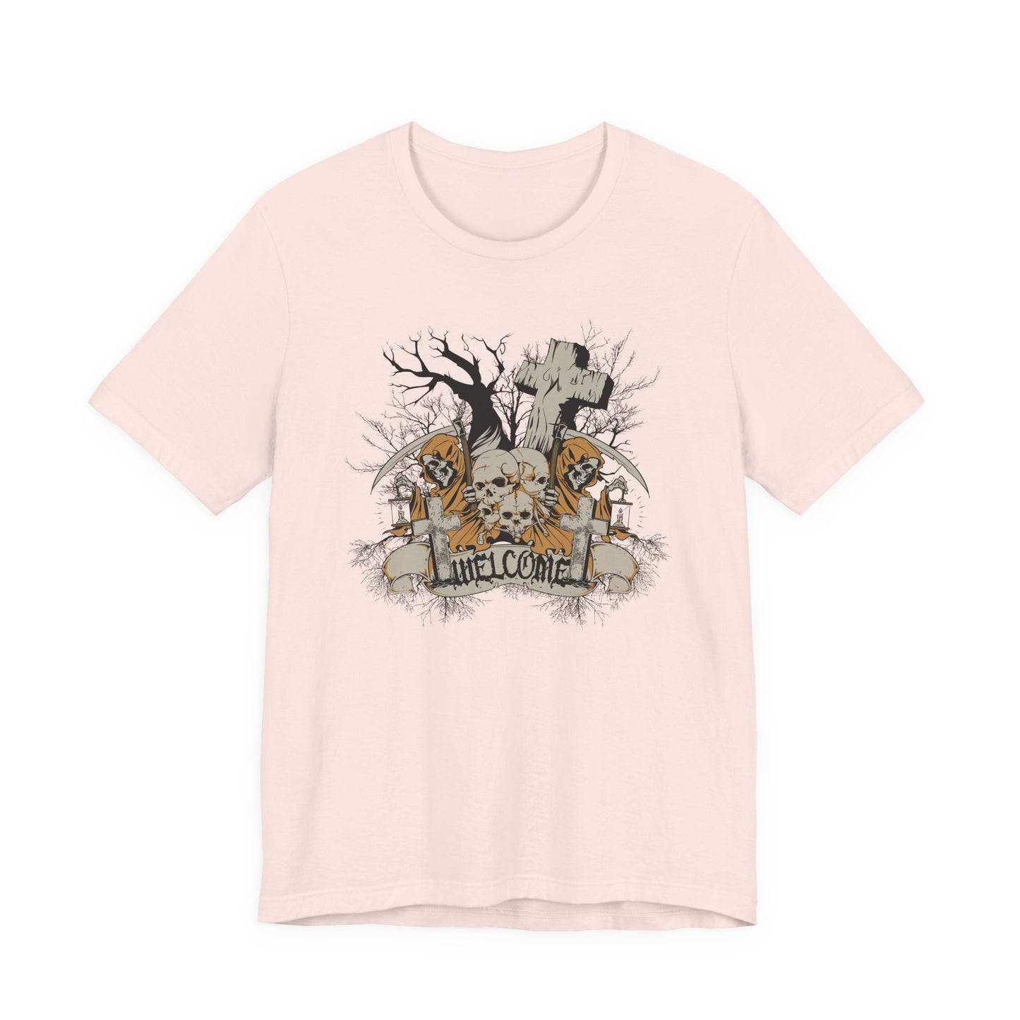 Skull Halloween Graphic Design Unisex Cotton T-Shirt Art-50