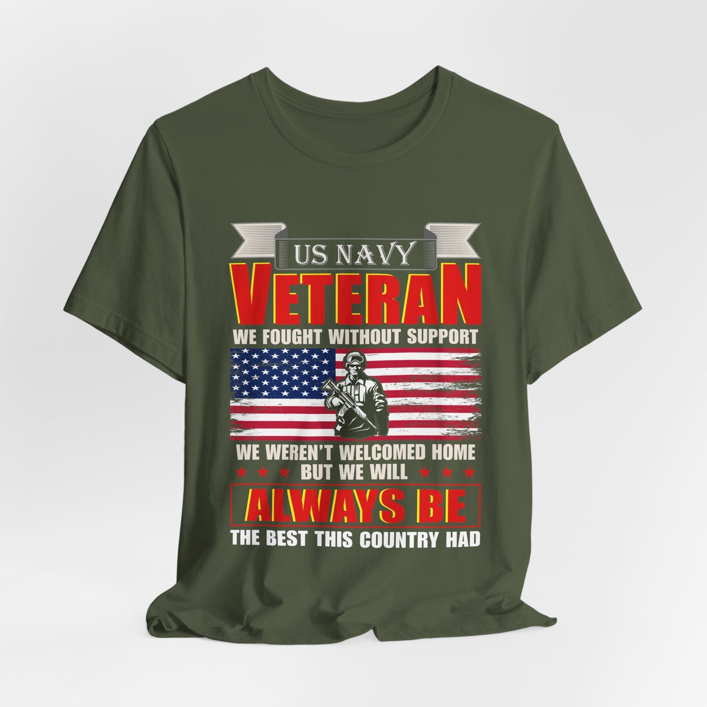 US Navy Veteran T-Shirt American Flag Soldier Graphic Patriotic Military Unisex Cotton v42