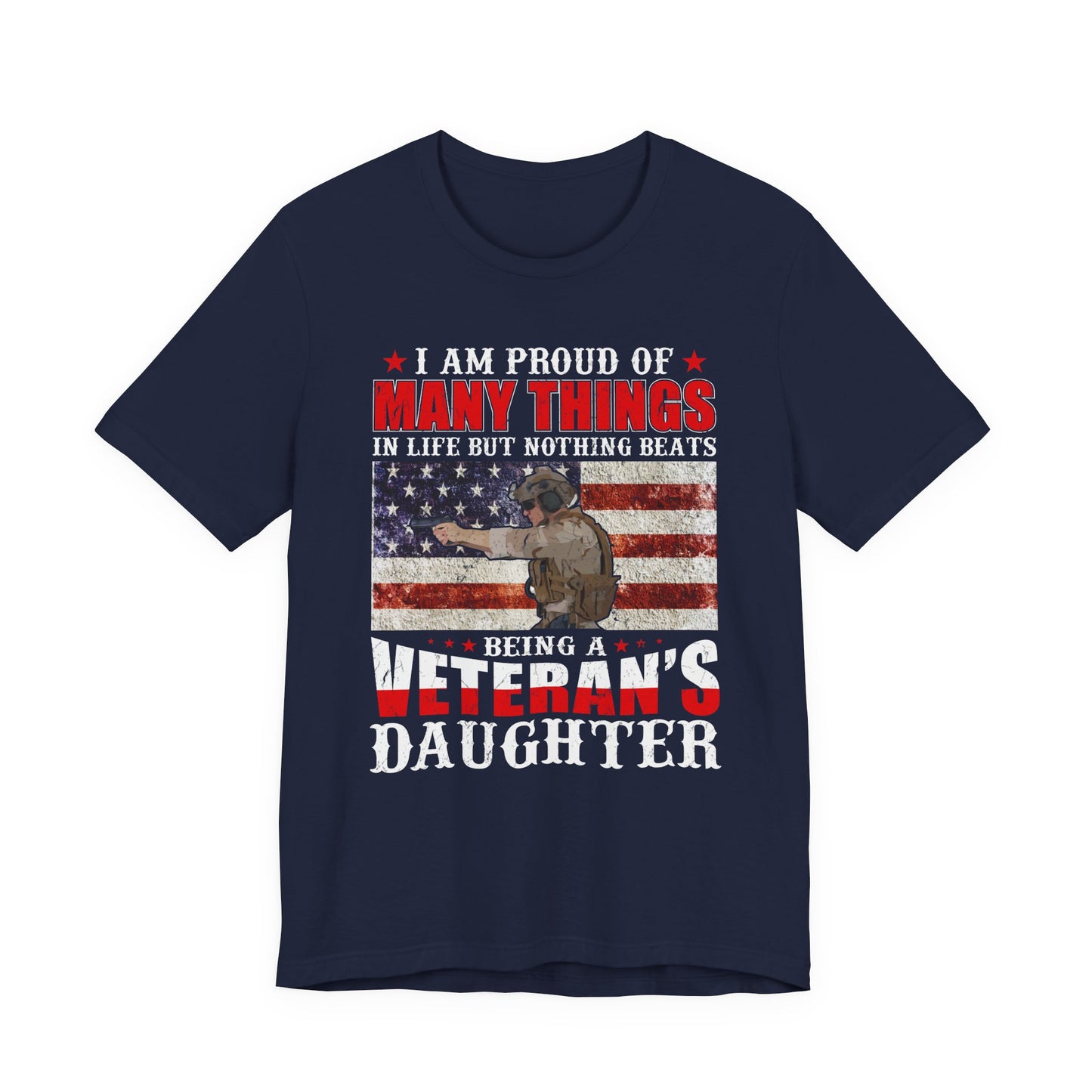 Veteran's Daughter T-Shirt American Flag Military Proud  Unisex Cotton Tee v28