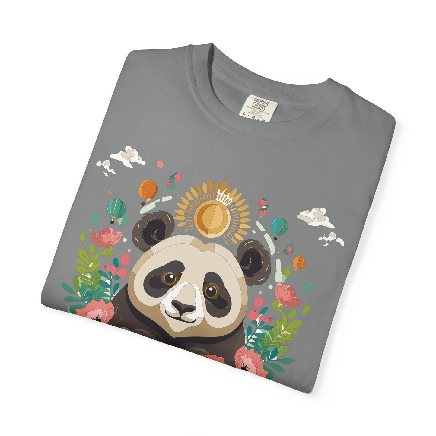 Panda Portrait T-Shirt Unisex Cotton Floral Chinese Graphic Circle Animal Art Tee p4