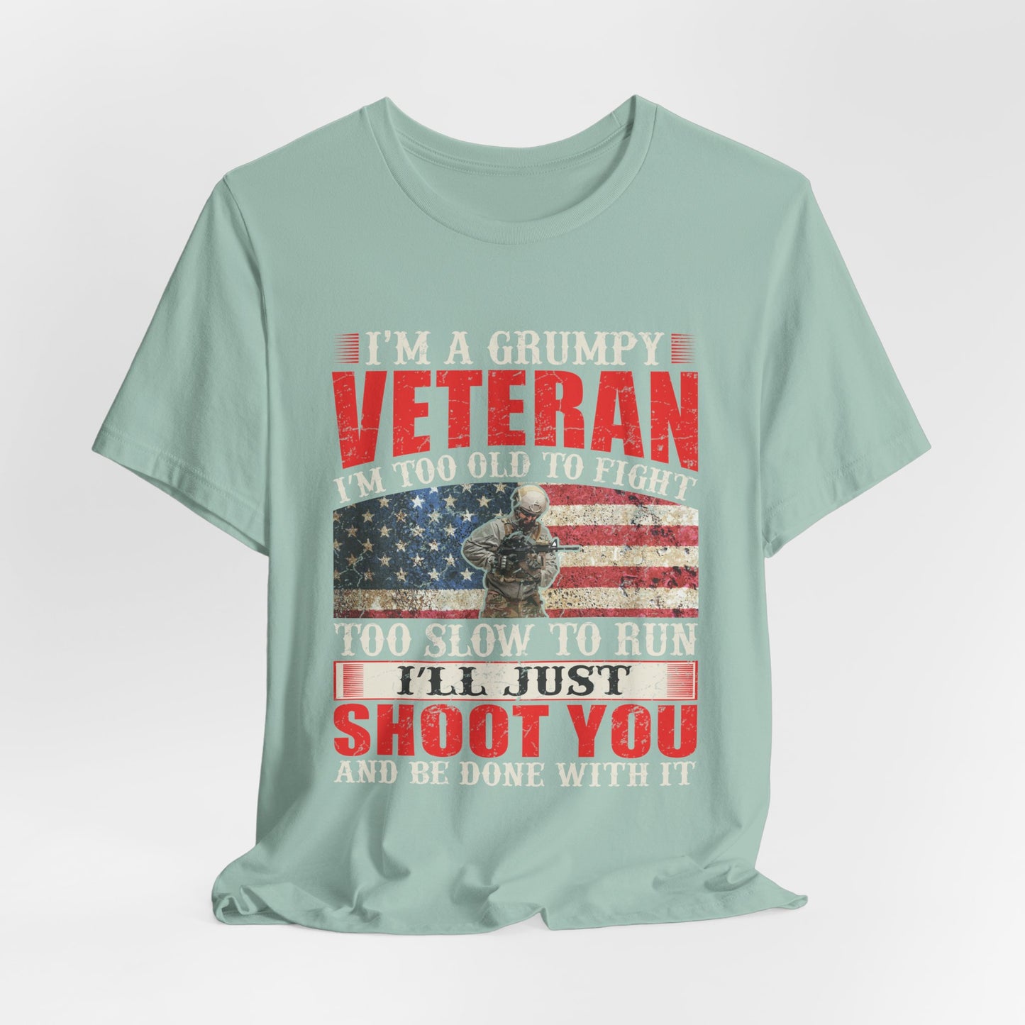 Grumpy Veteran Flag graphic Tee Veteran Patriotic Unisex Cotton Shirt v38