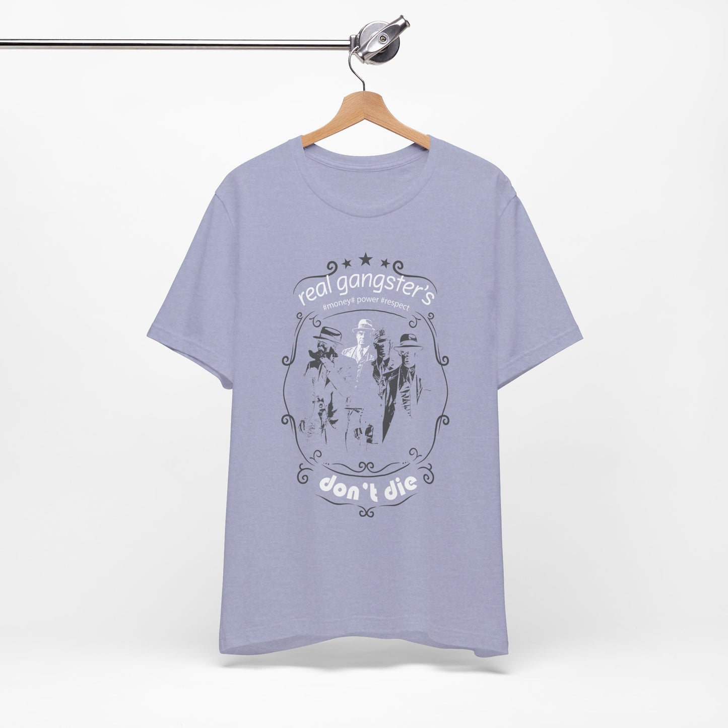 Real Gangsters Don't Die T-Shirt Vintage Outlaw Illustration Retro Biker Tee A-3