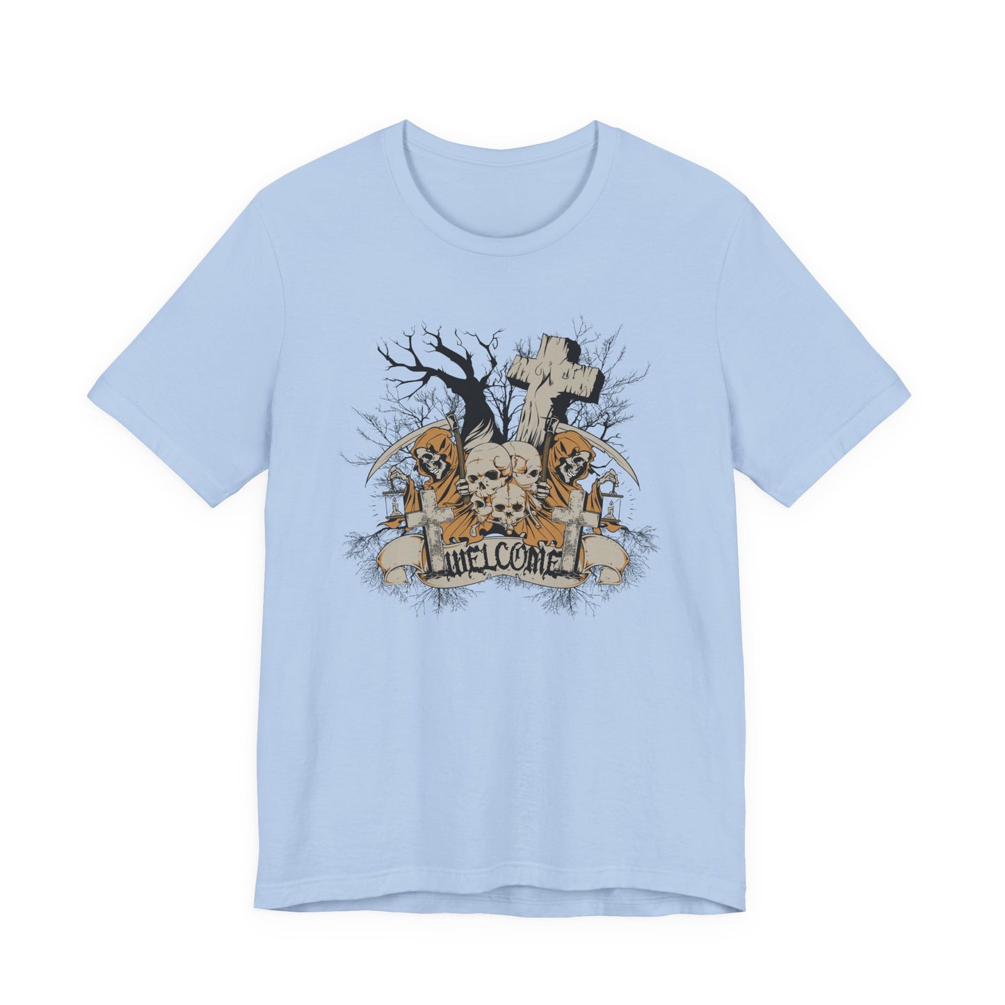 Skull Halloween Graphic Design Unisex Cotton T-Shirt Art-50