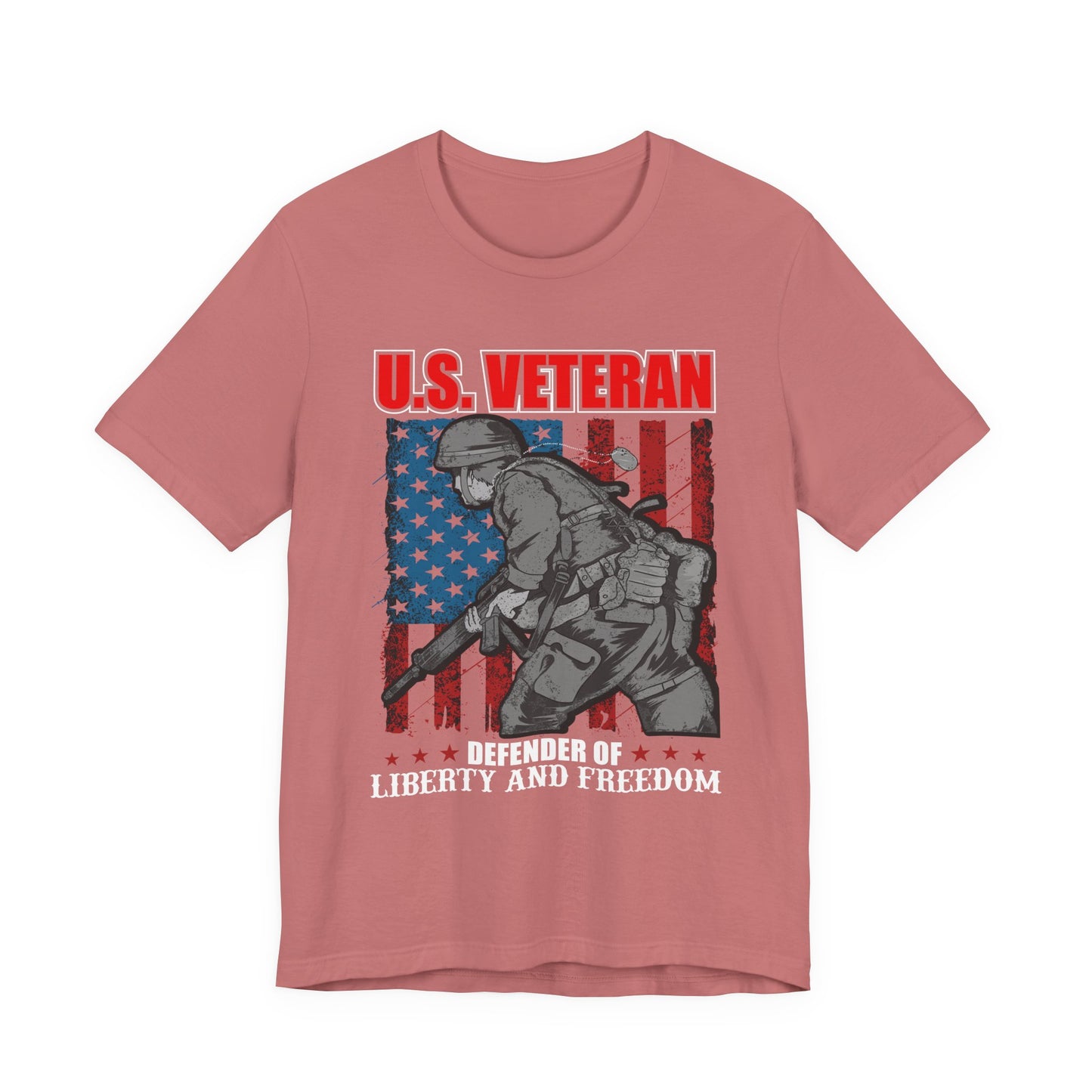 U.S. Veteran Soldier Illustration Tee Defender of Liberty and Freedom Unisex Cotton v31
