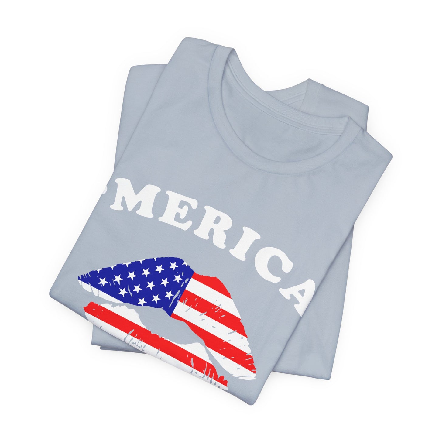 American Flag Lip Graphic Unisex Cotton T-Shirt a9