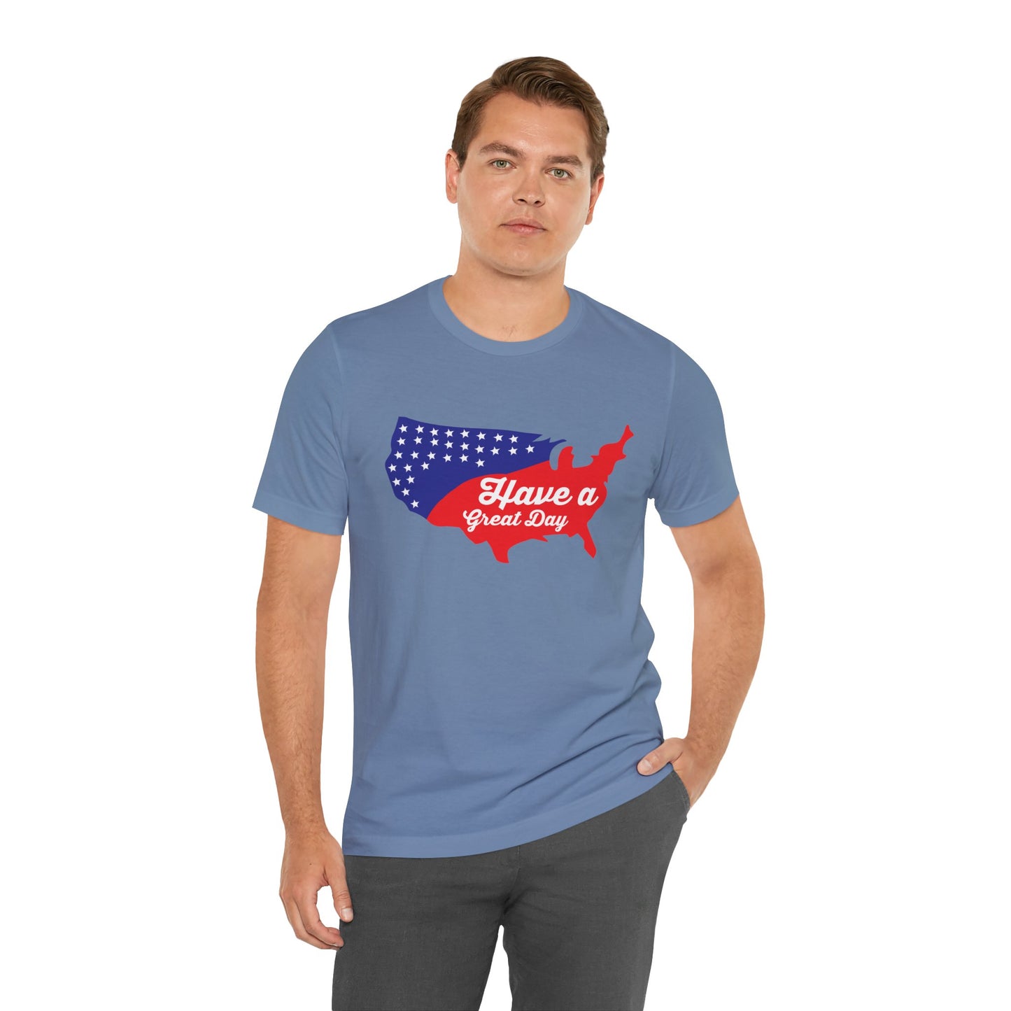 USA Map Patriotic Graphic Unisex Cotton T-Shirt 021