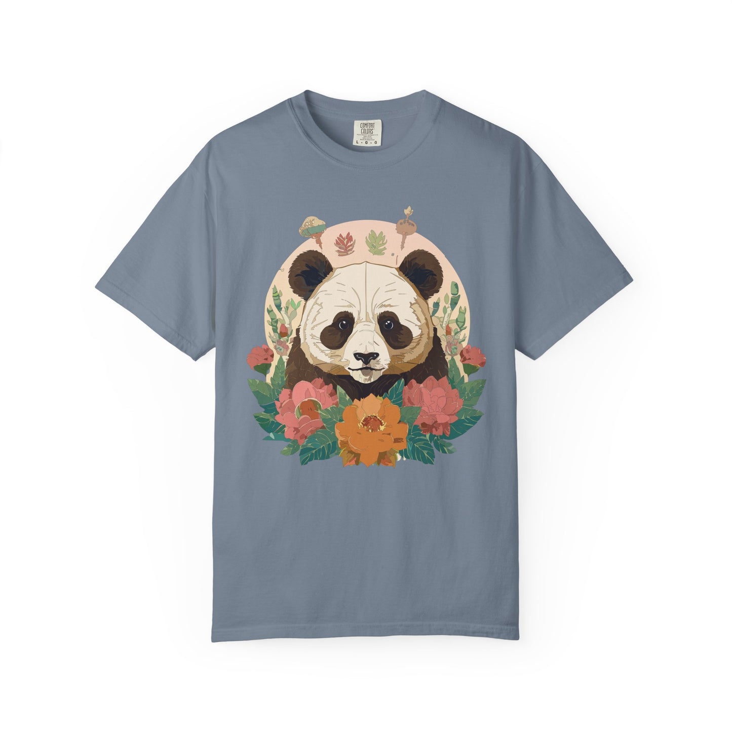 Panda Portrait T-Shirt Unisex Cotton Floral Chinese Graphic Circle Animal Art Tee p2