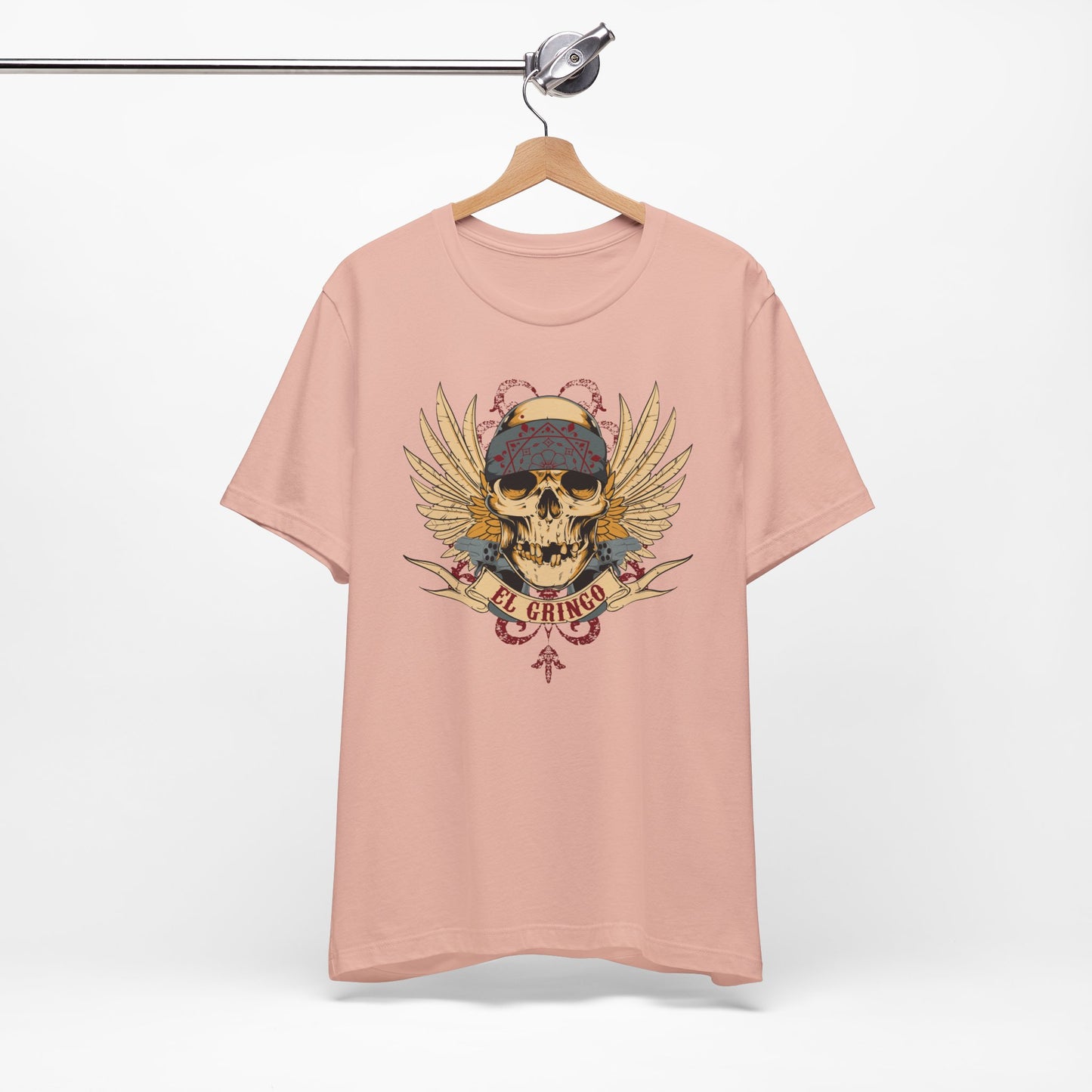 El Gringo Skull with Wings T-Shirt Vintage Tattoo Style Art-53