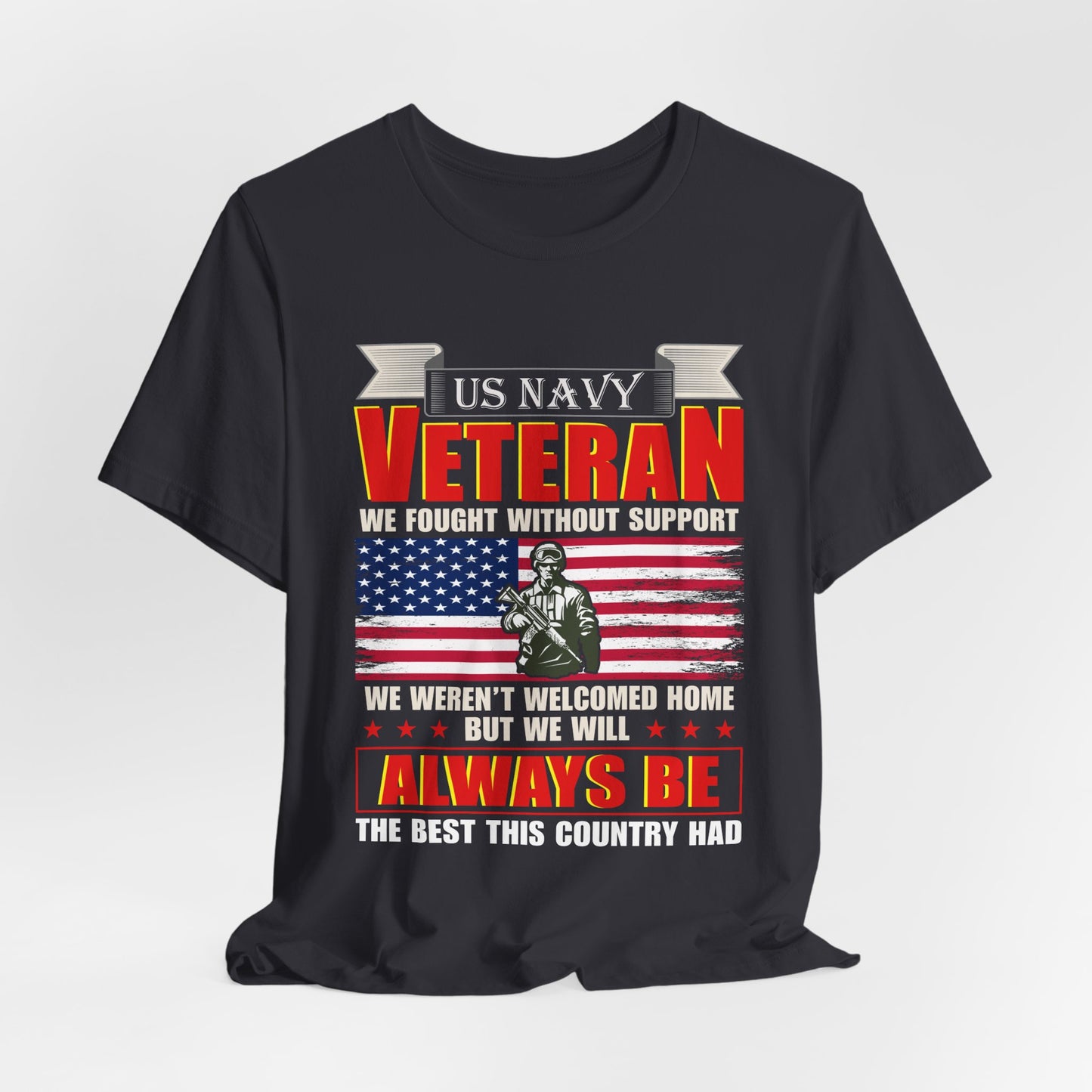 US Navy Veteran T-Shirt American Flag Soldier Graphic Patriotic Military Unisex Cotton v42