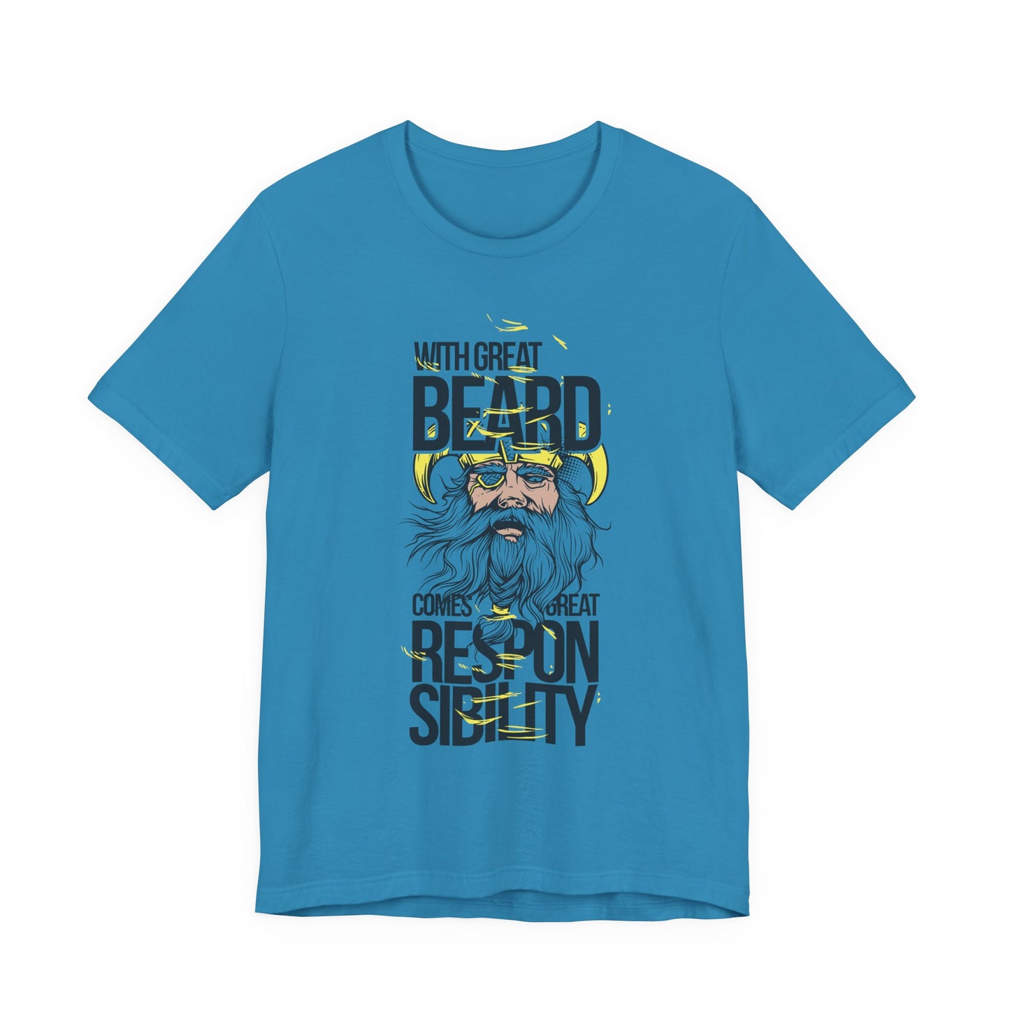 With Great Beard Comes Great Responsibility Tee Viking Beard Graphic Shirt A-2