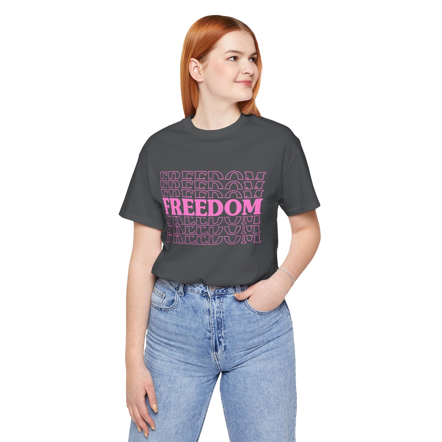 Freedom Text Graphic Unisex Cotton T-Shirt a8