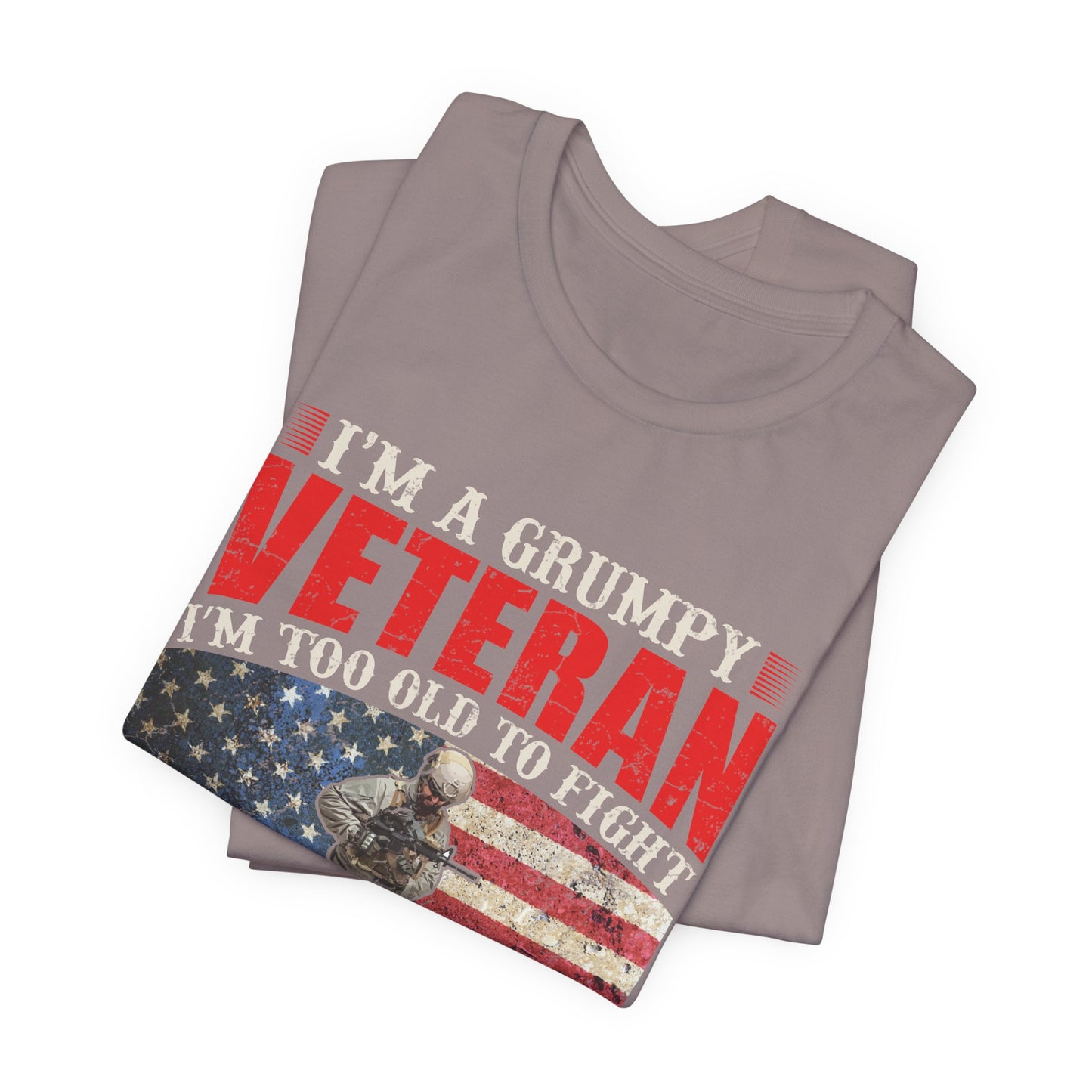 Grumpy Veteran Flag graphic Tee Veteran Patriotic Unisex Cotton Shirt v38