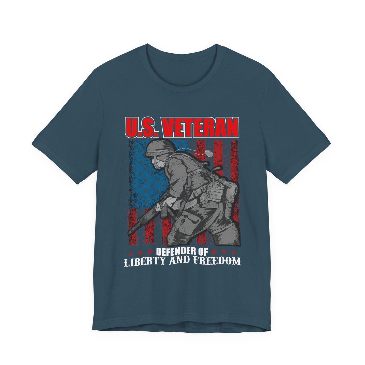 U.S. Veteran Soldier Illustration Tee Defender of Liberty and Freedom Unisex Cotton v31