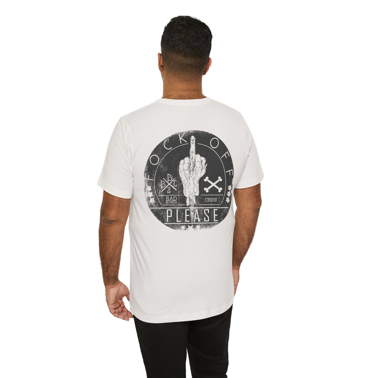 Fk Off Please tee Graphic Middle Finger Skull Design T-Shirt A-11
