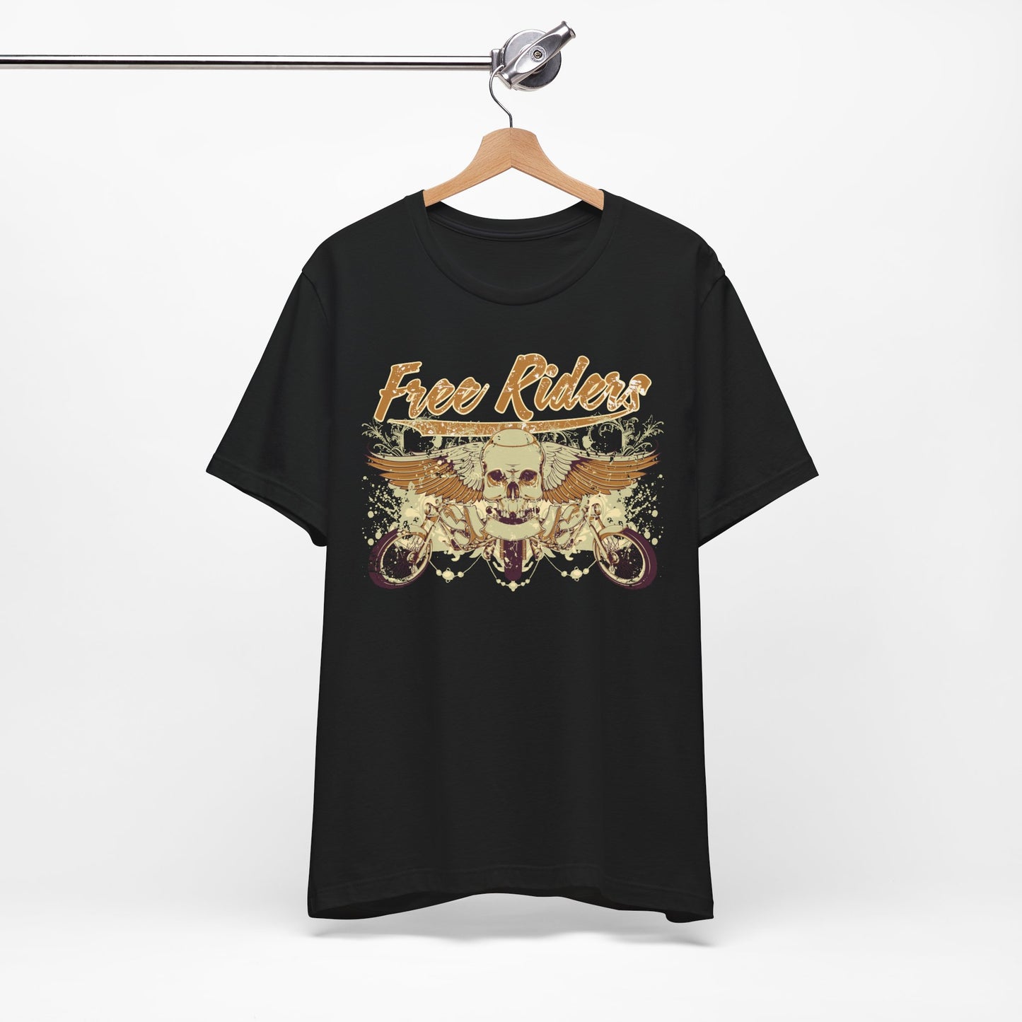 Free Riders Skull Motorcycle Tee Biker Graphic Art Design T-Shirt A-1