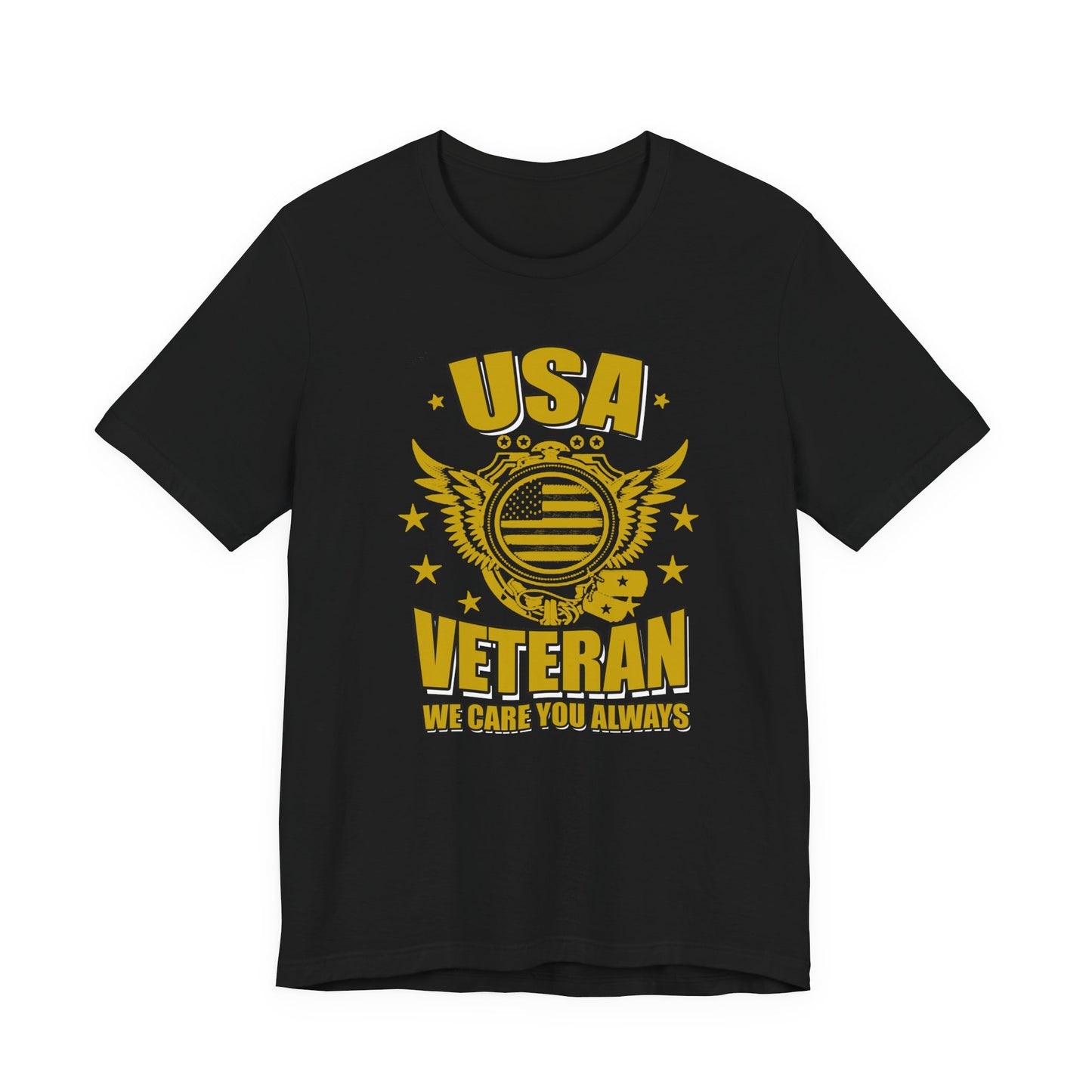 USA Veteran T-Shirt Military Emblem Winged Badge Stars Unisex Cotton v59