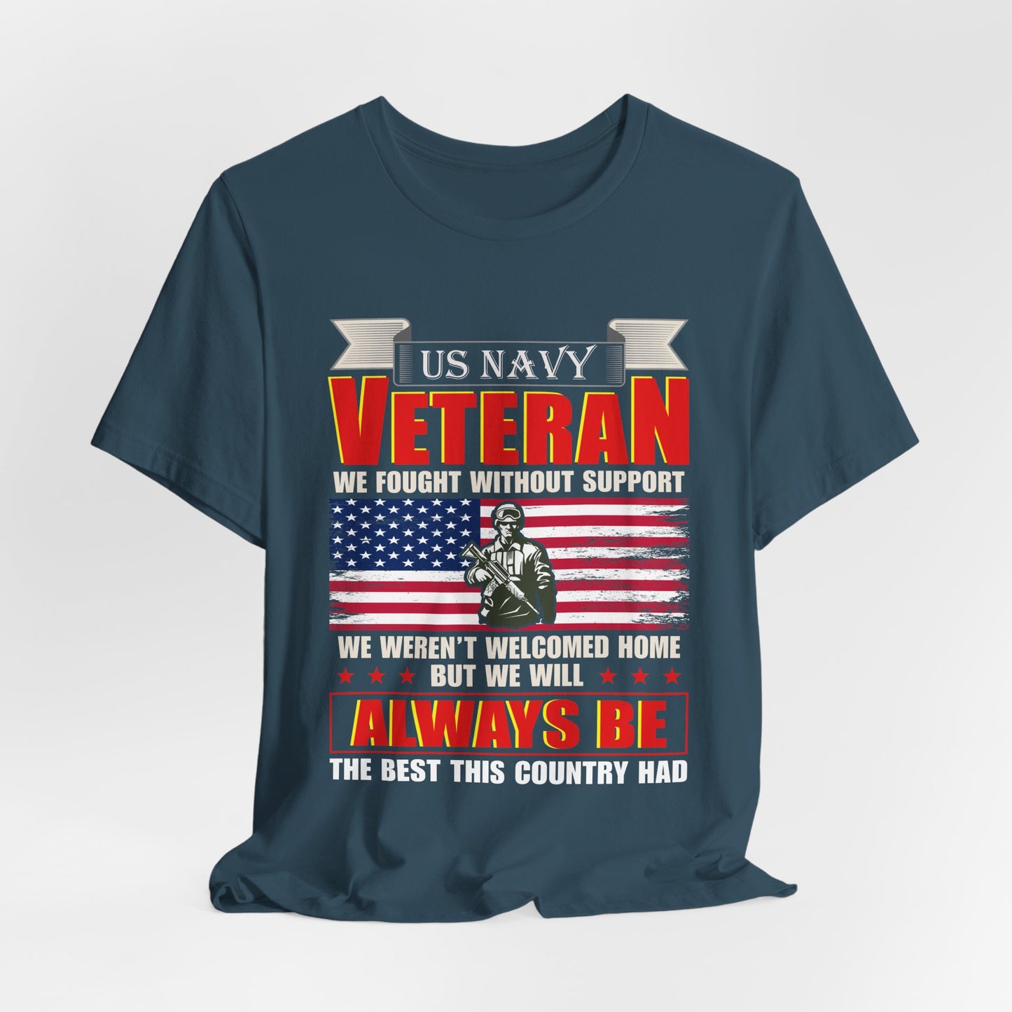 US Navy Veteran T-Shirt American Flag Soldier Graphic Patriotic Military Unisex Cotton v42
