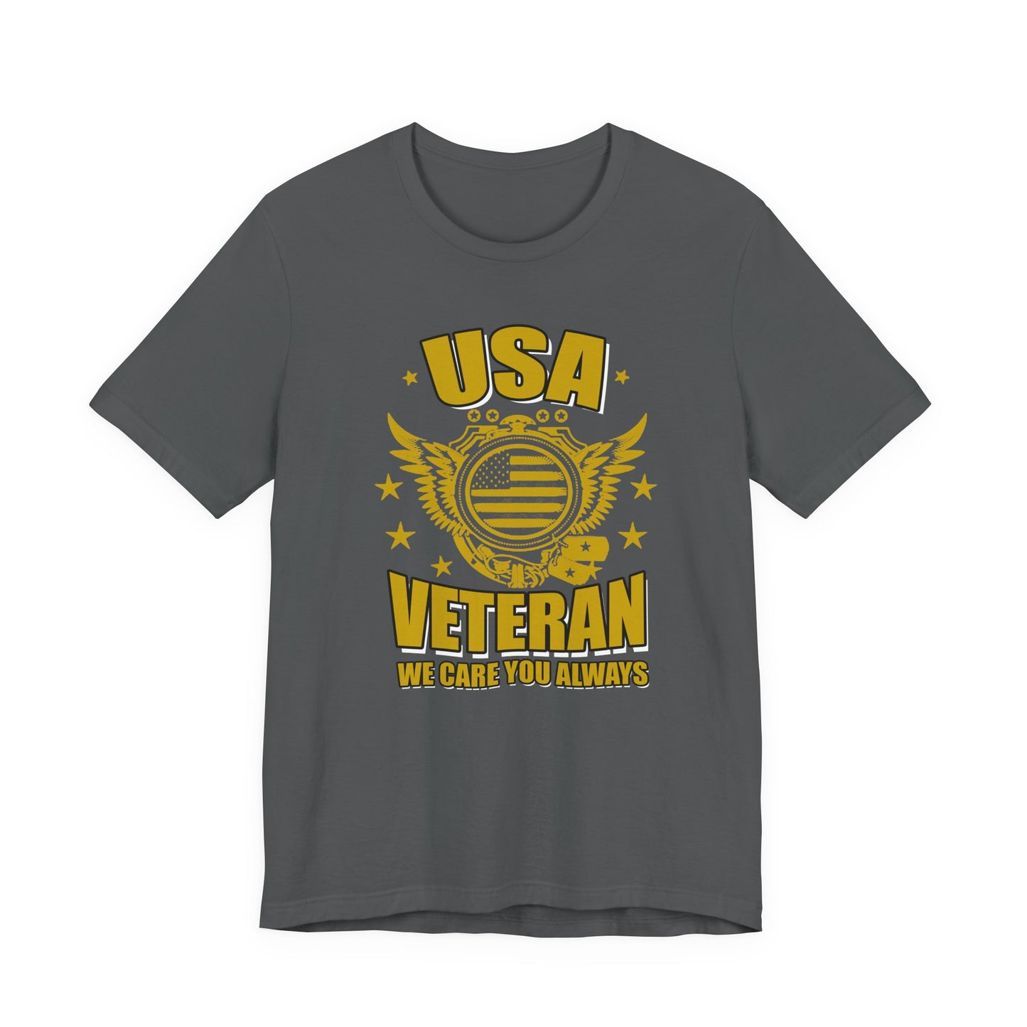 USA Veteran T-Shirt Military Emblem Winged Badge Stars Unisex Cotton v59