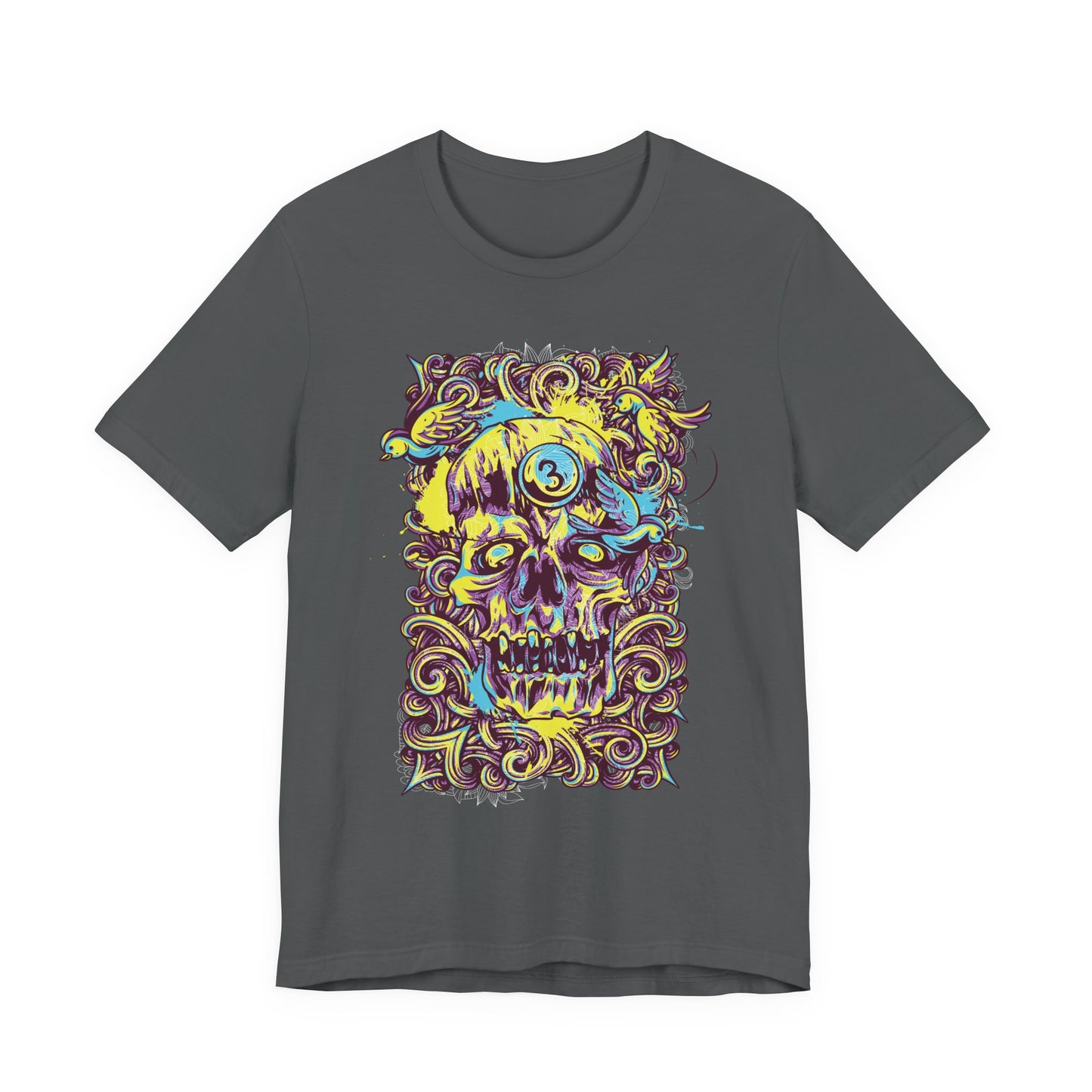 Colorful Skull Illustration Graphic Unisex Cotton T-Shirt r41
