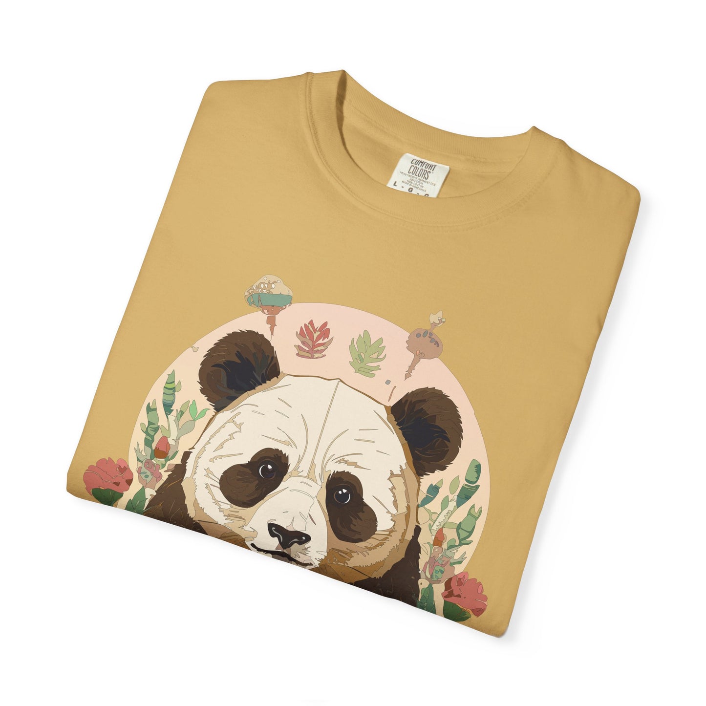 Panda Portrait T-Shirt Unisex Cotton Floral Chinese Graphic Circle Animal Art Tee p2