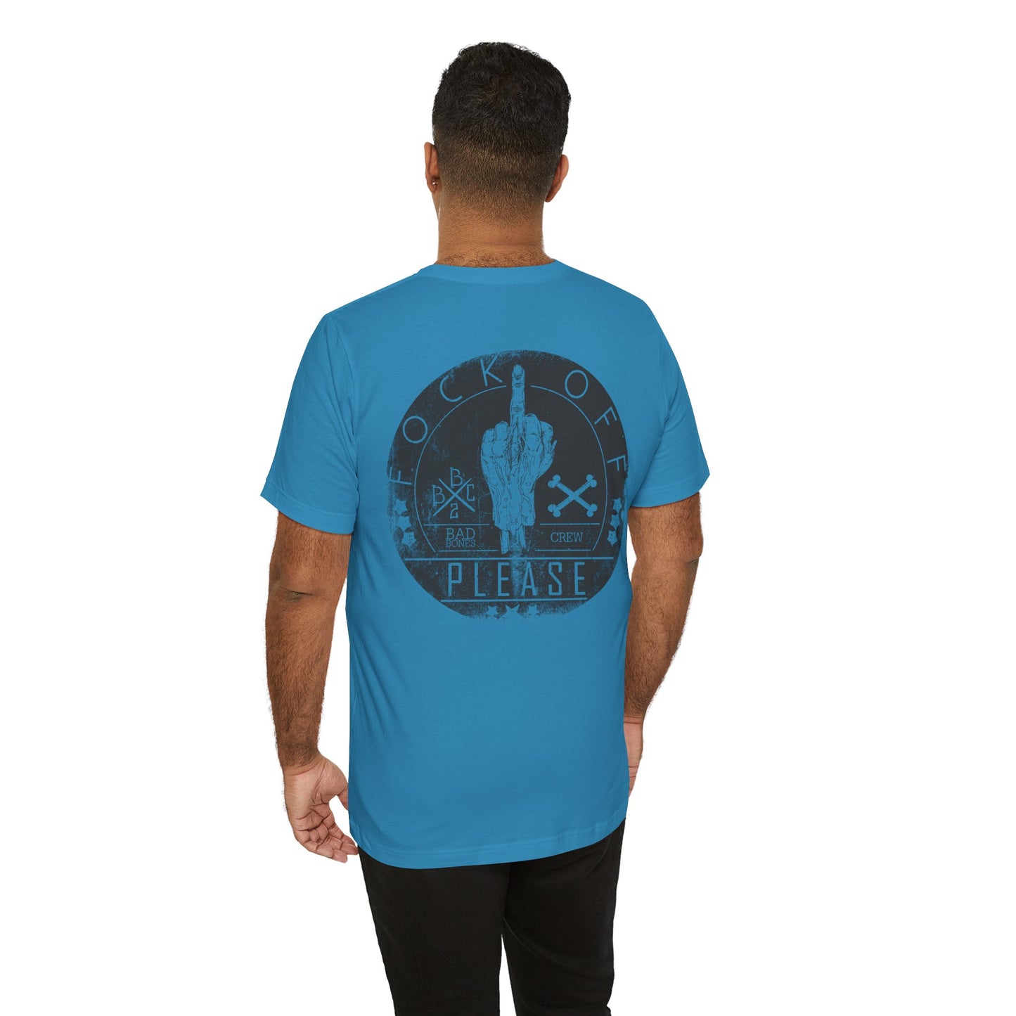 Fk Off Please tee Graphic Middle Finger Skull Design T-Shirt A-11