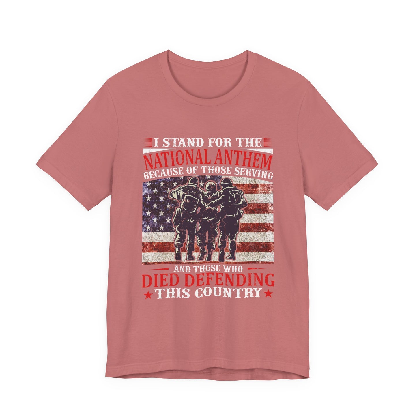 I Stand For The National Anthem military tribute T-Shirt American flag soldiers Unisex Cotton v36