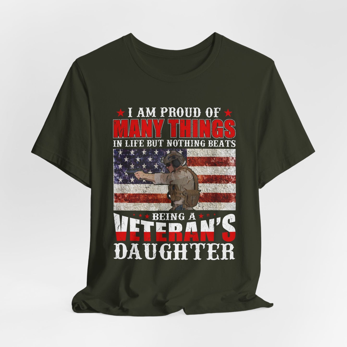Veteran's Daughter T-Shirt American Flag Military Proud  Unisex Cotton Tee v28