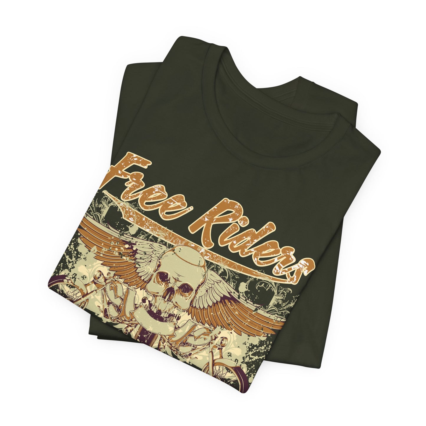 Free Riders Skull Motorcycle Tee Biker Graphic Art Design T-Shirt A-1