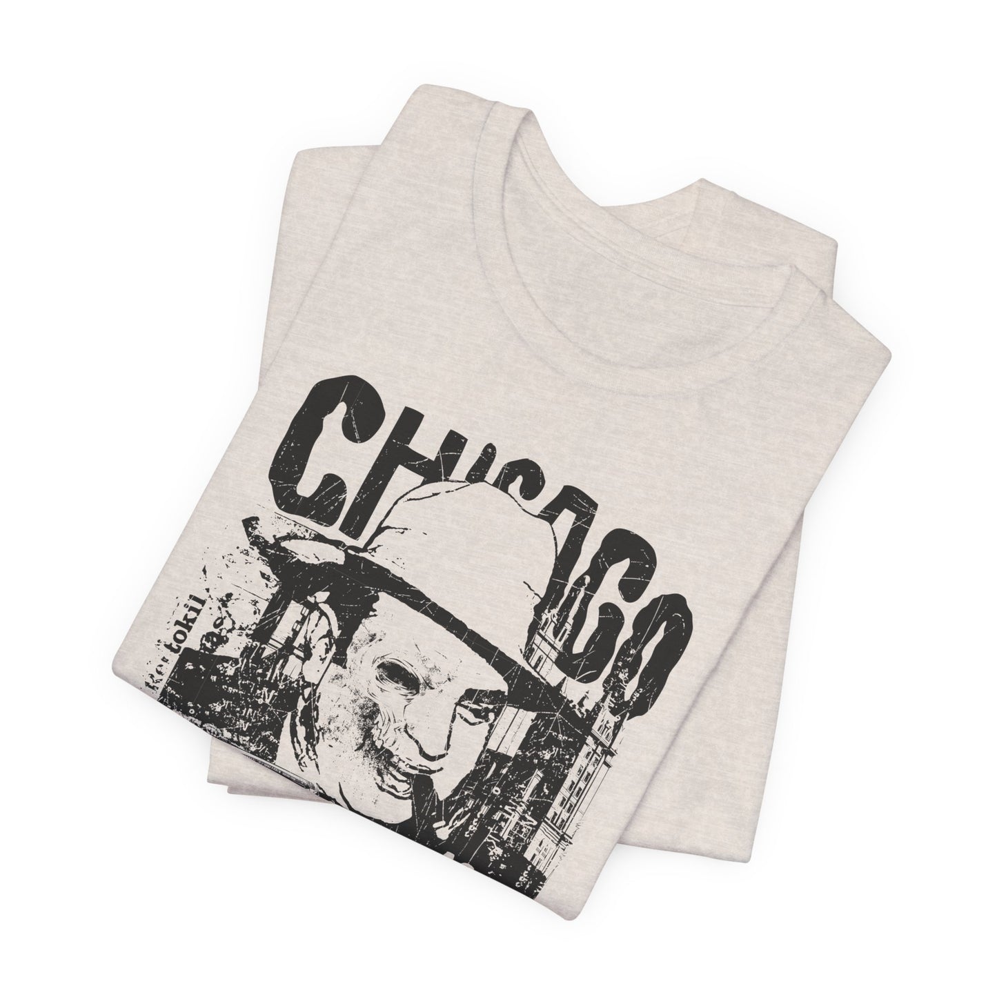 Chicago Retro Mobster Illustration Tee Vintage Car Cityscape Art Design T-Shirt A-8