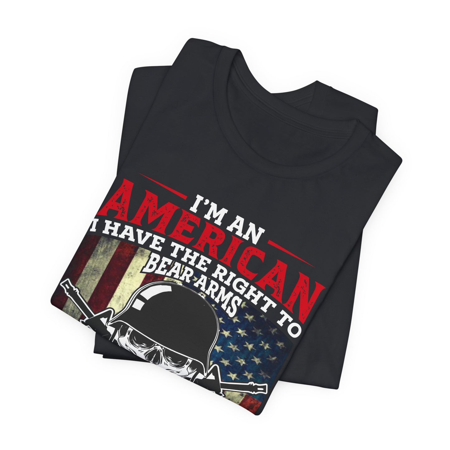 American Skull with Guns T-Shirt 2nd Amendment Flag Unisex Cotton Tee v29