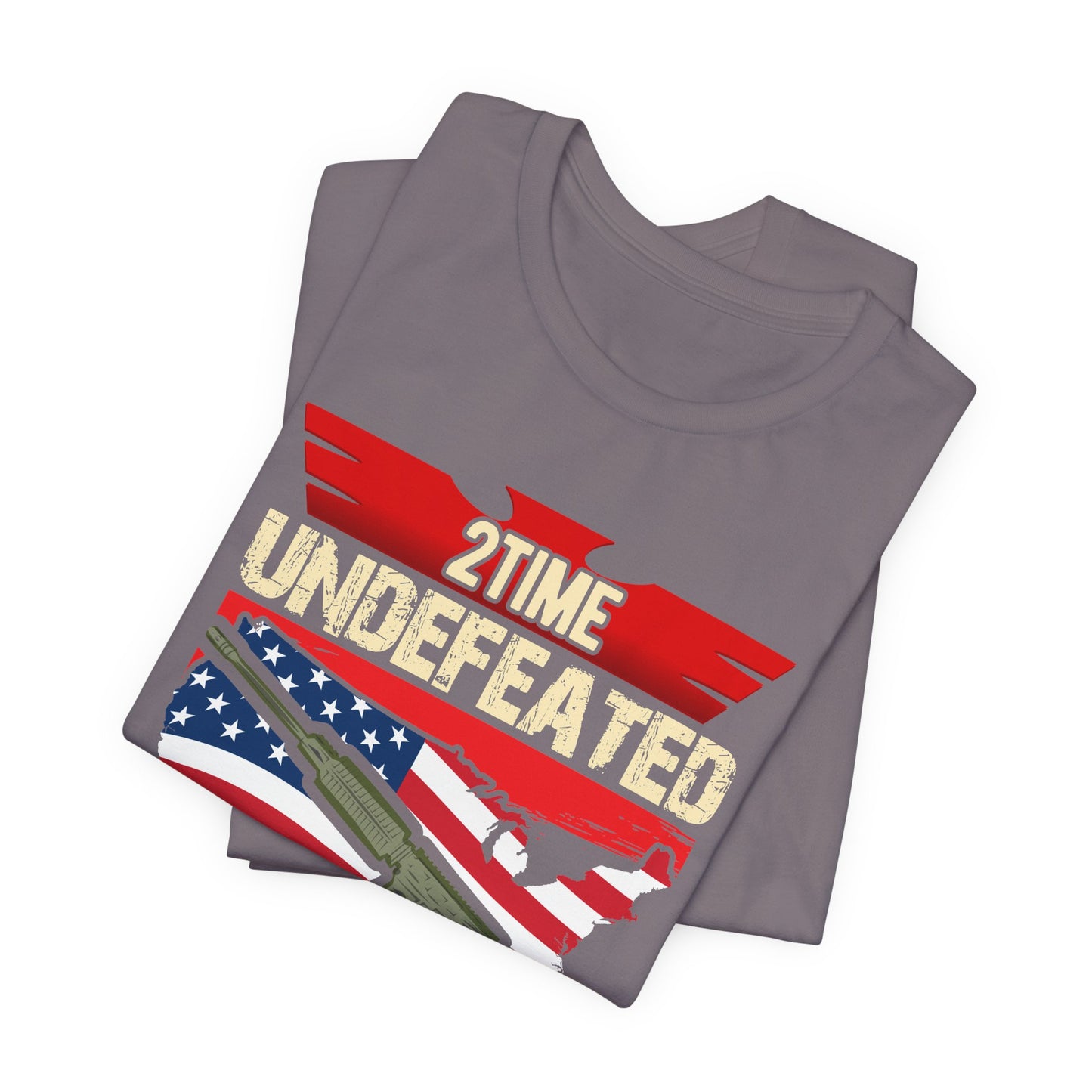 2Time Undefeated World War Champs T-Shirt American Flag Rifle Design Unisex Cotton v15