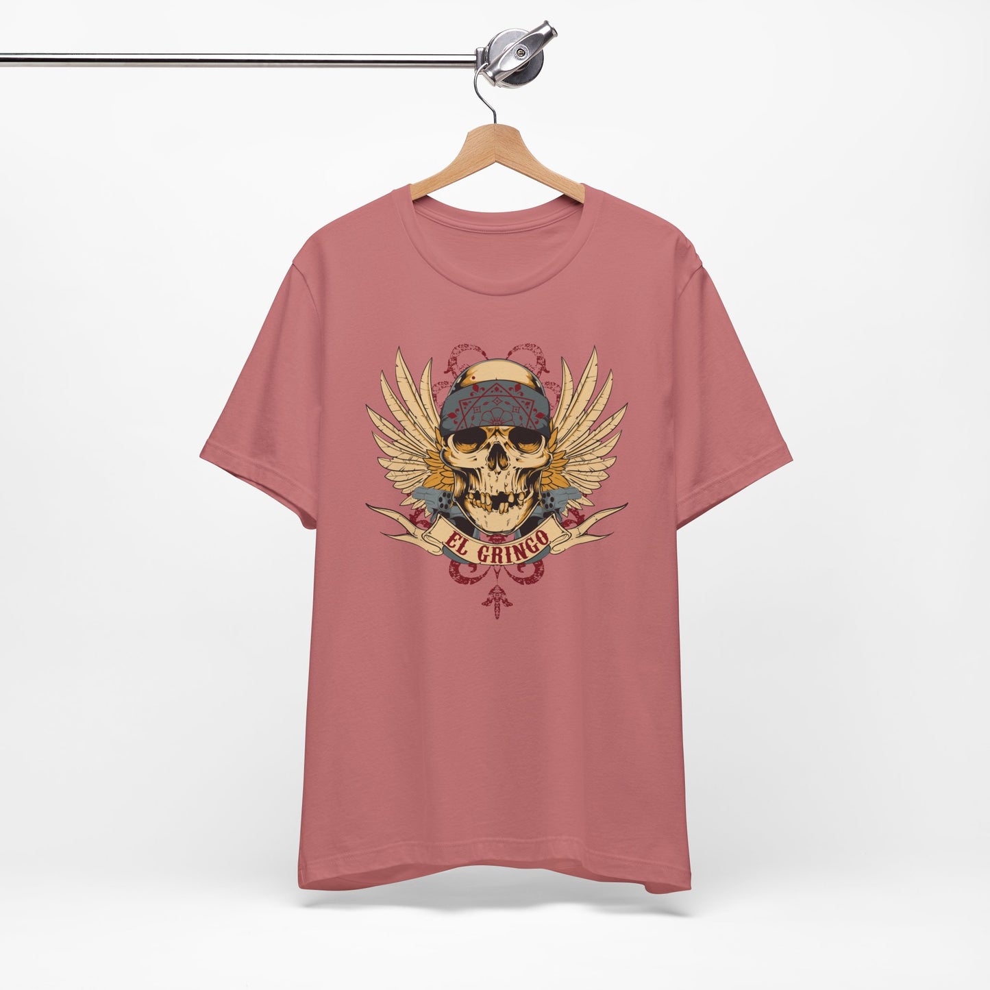 El Gringo Skull with Wings T-Shirt Vintage Tattoo Style Art-53