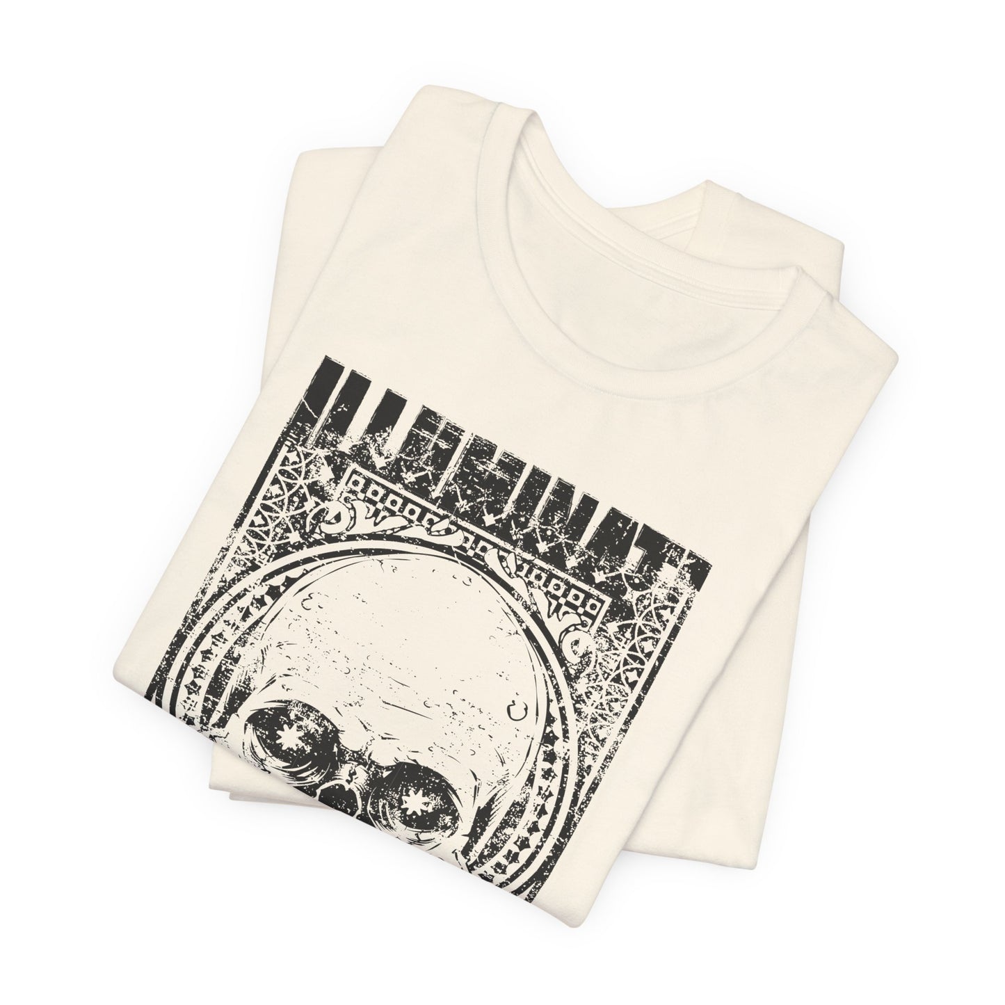 Skull Circle Graphic T-Shirt Vintage Etching Illustration Art Design Tee A-9