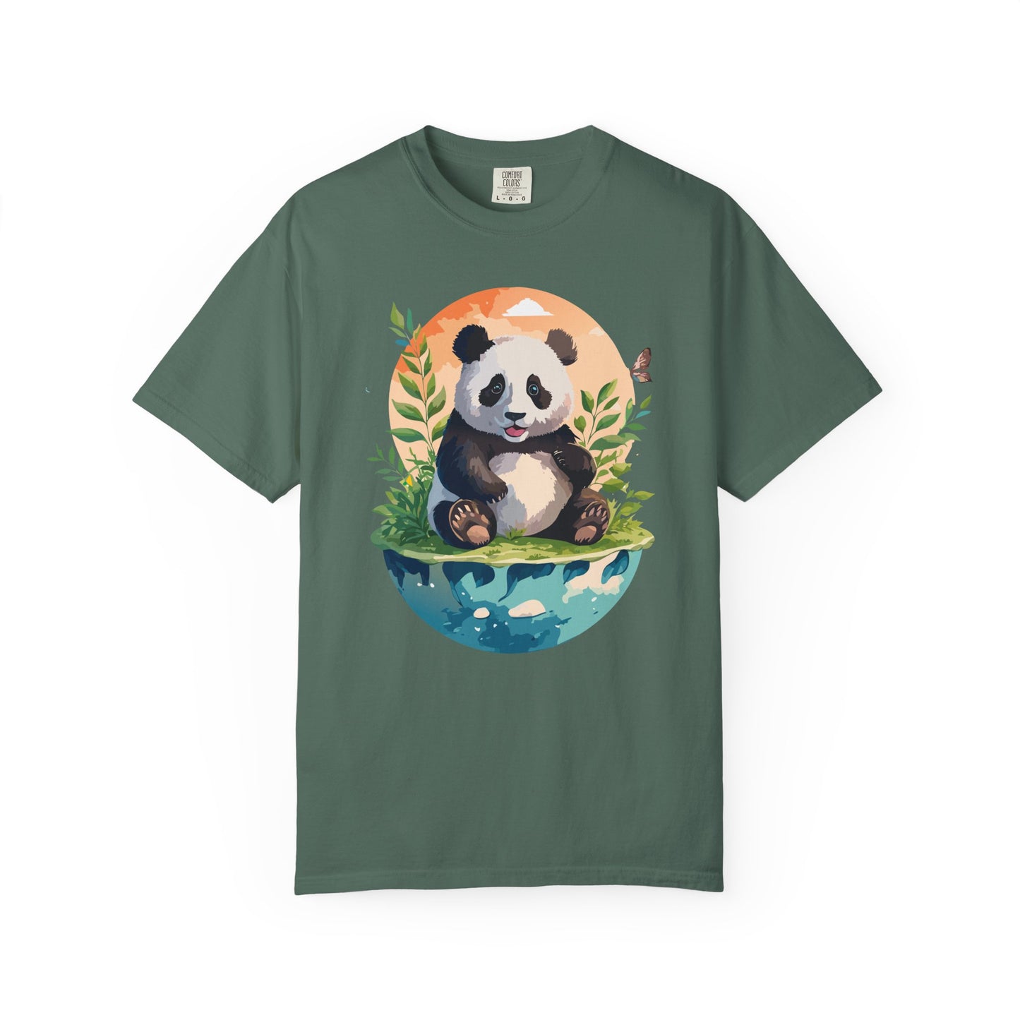 Panda Portrait T-Shirt Unisex Cotton Floral Chinese Graphic Circle Animal Art Tee pp4