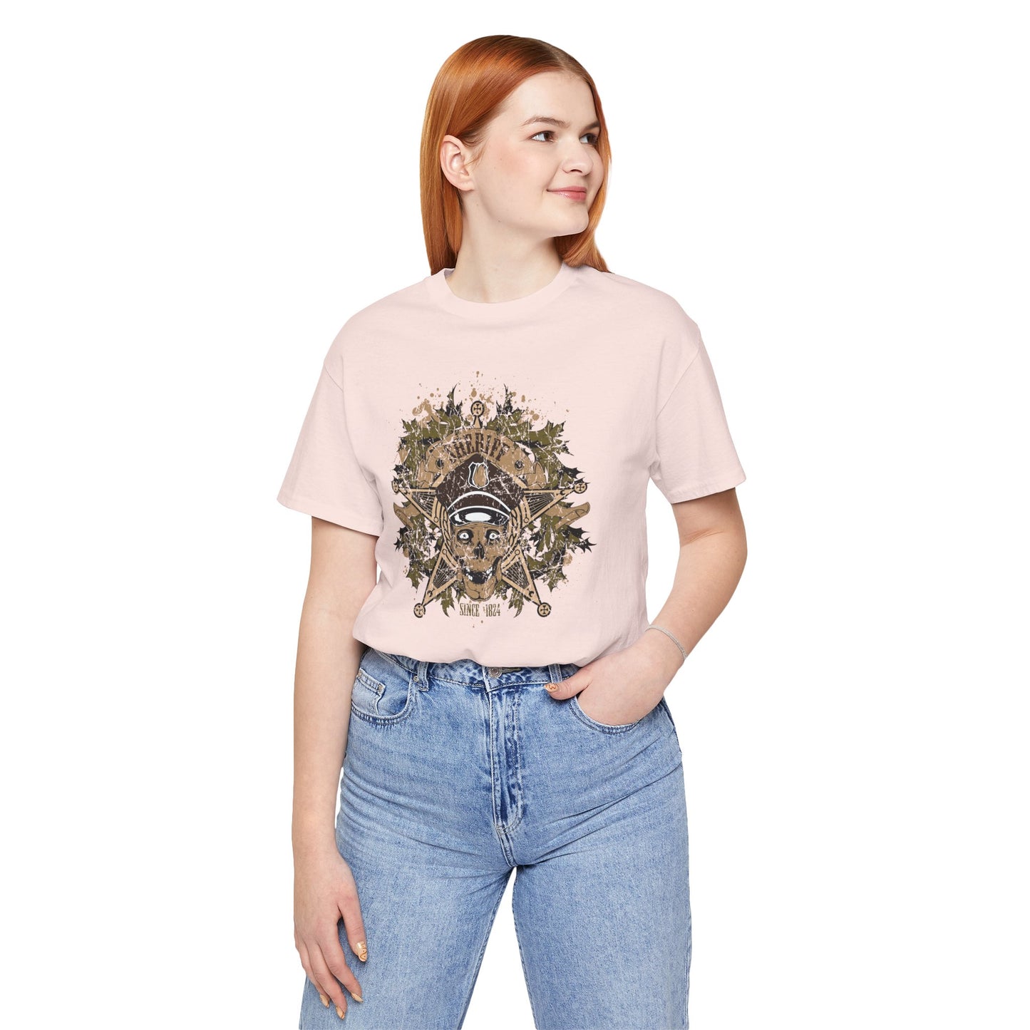 Skull Floral Emblem Graphic Unisex Cotton Tee Art-45