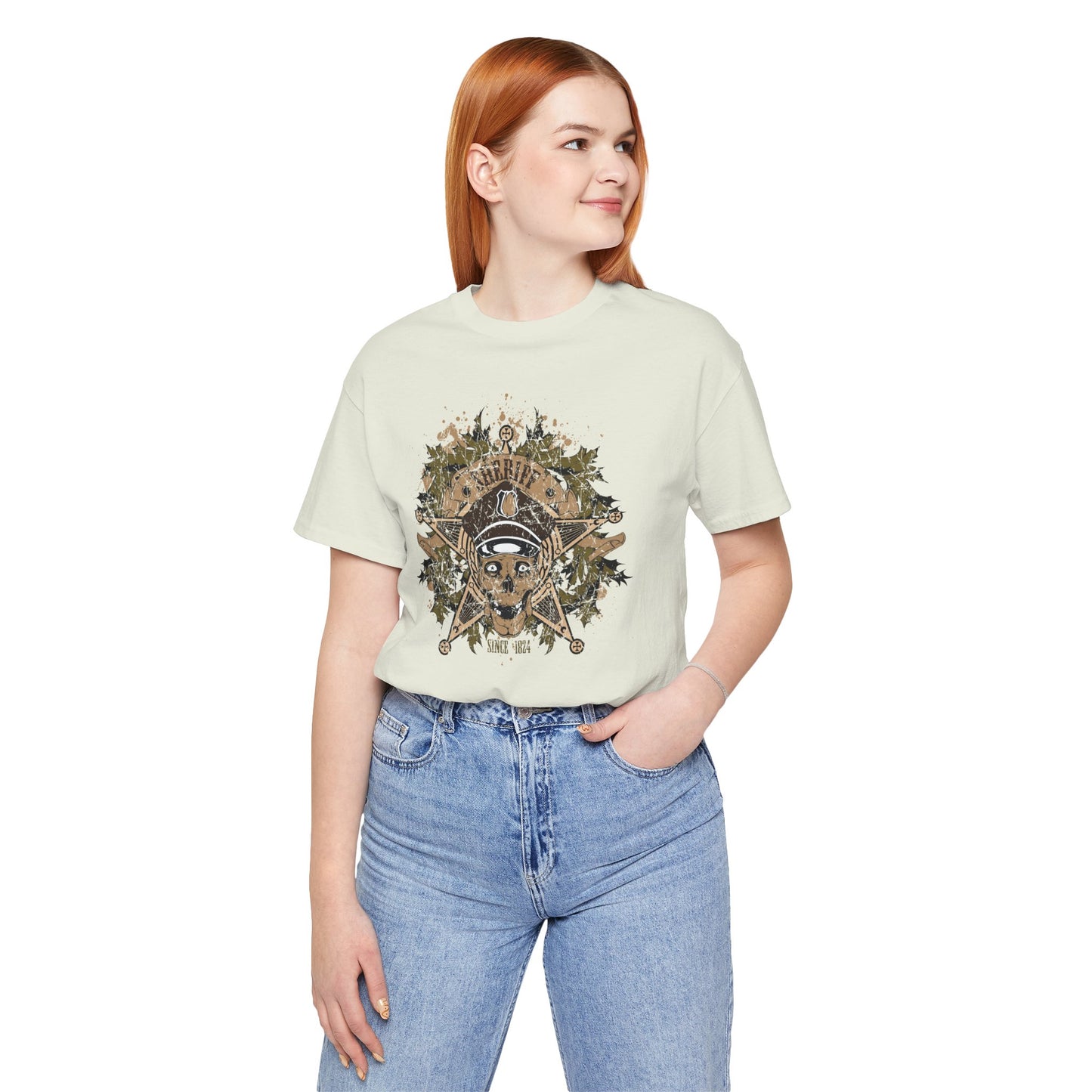 Skull Floral Emblem Graphic Unisex Cotton Tee Art-45
