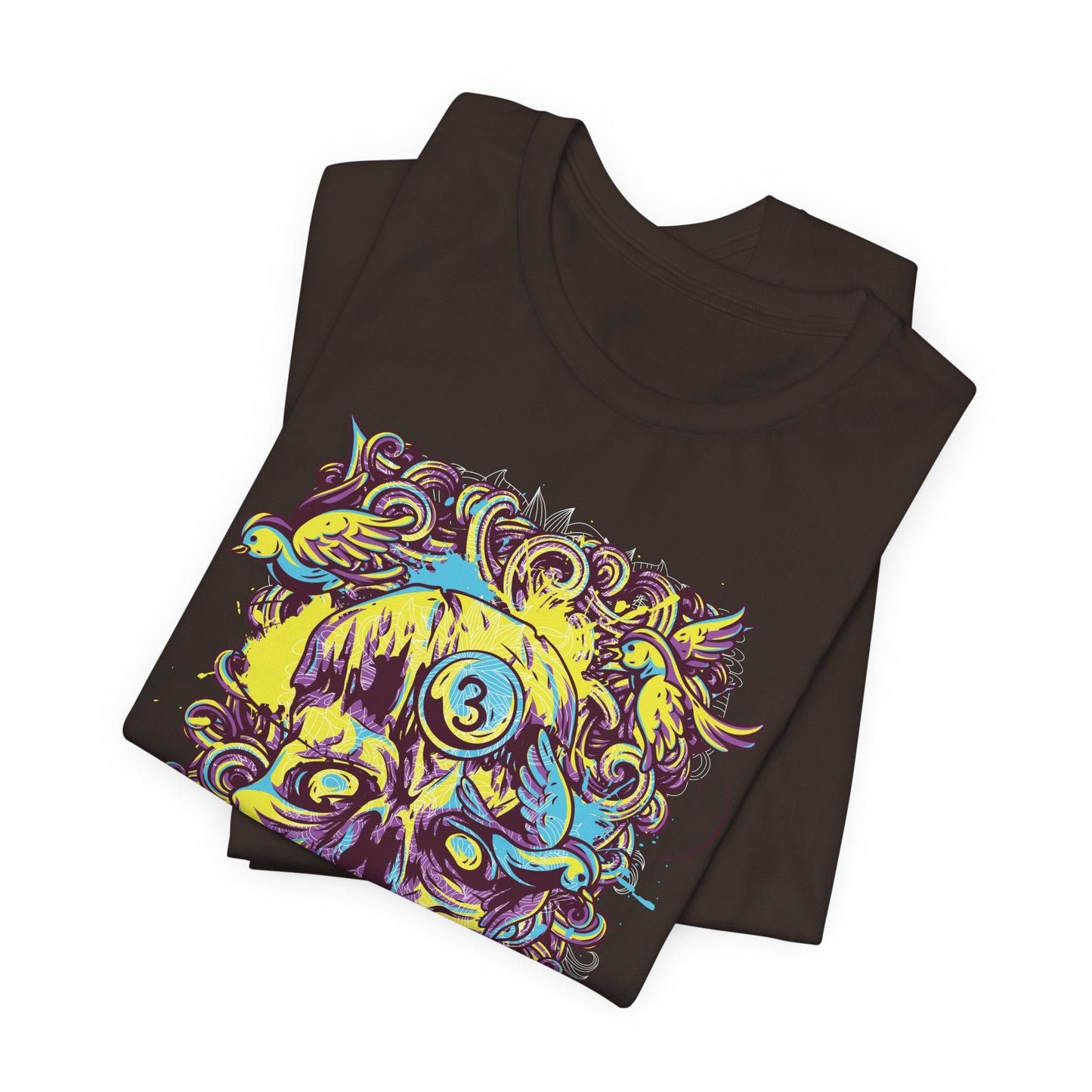 Colorful Skull Illustration Graphic Unisex Cotton T-Shirt r41
