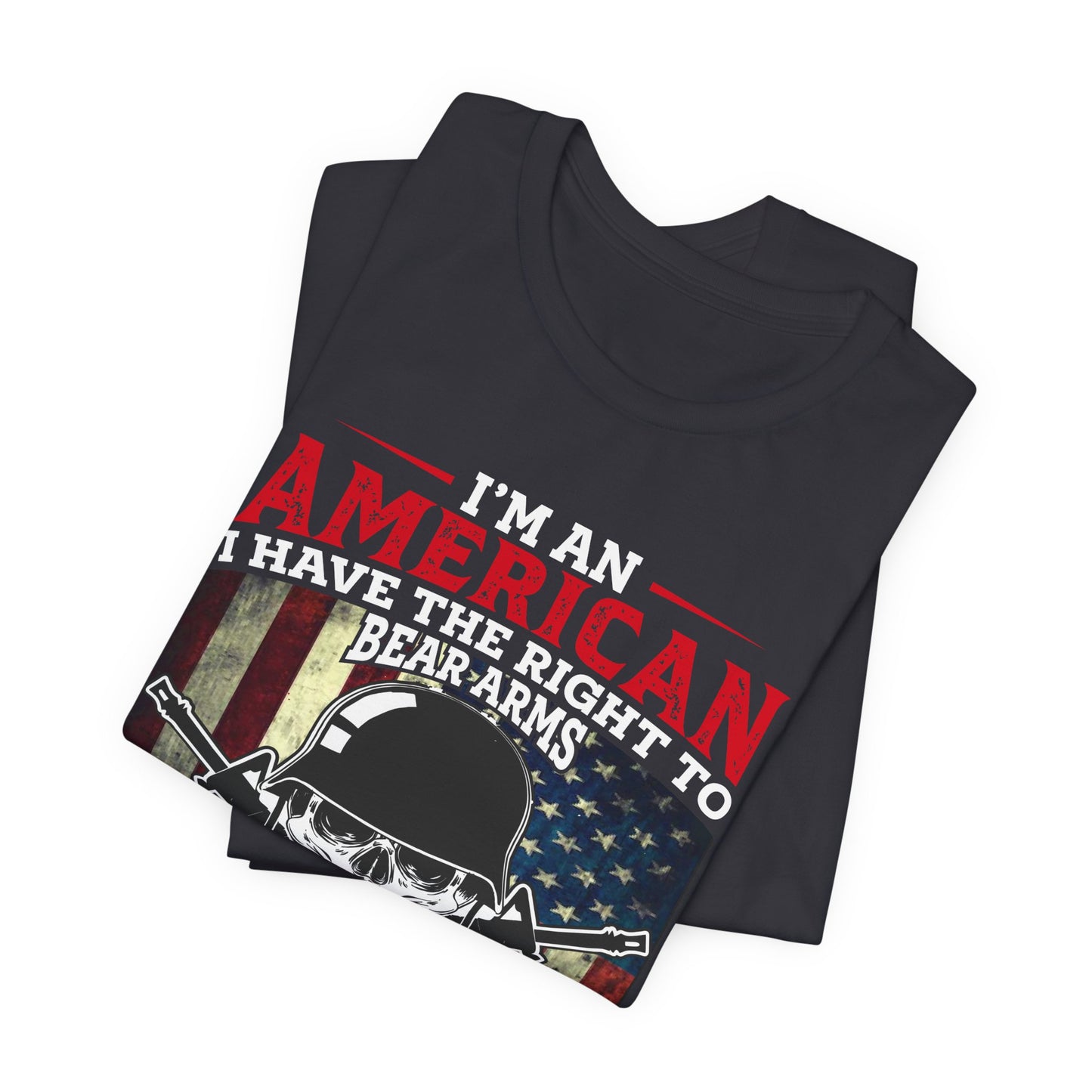 American Skull with Guns T-Shirt 2nd Amendment Flag Unisex Cotton Tee v29