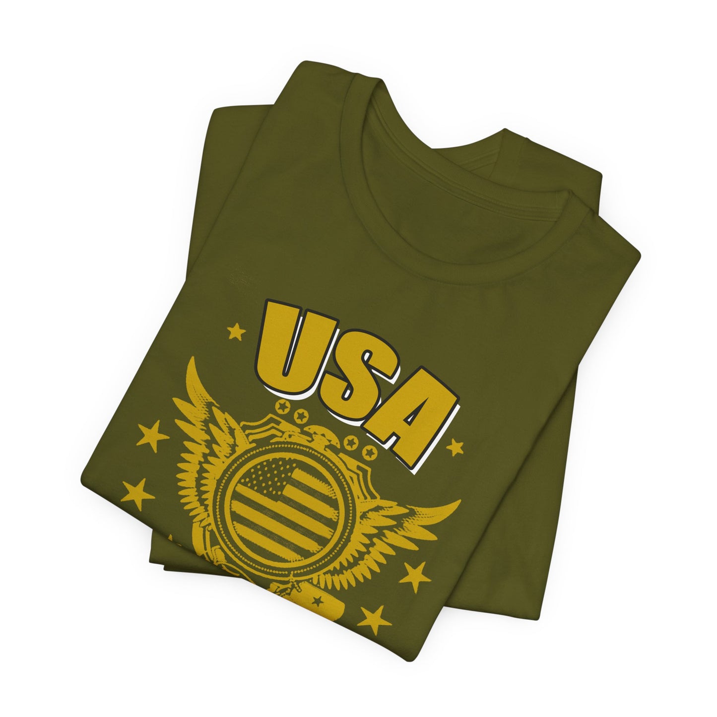 USA Veteran T-Shirt Military Emblem Winged Badge Stars Unisex Cotton v59