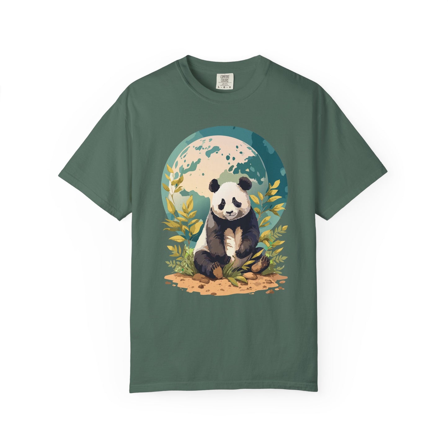Panda Portrait T-Shirt Unisex Cotton Floral Chinese Graphic Circle Animal Art Tee pp6