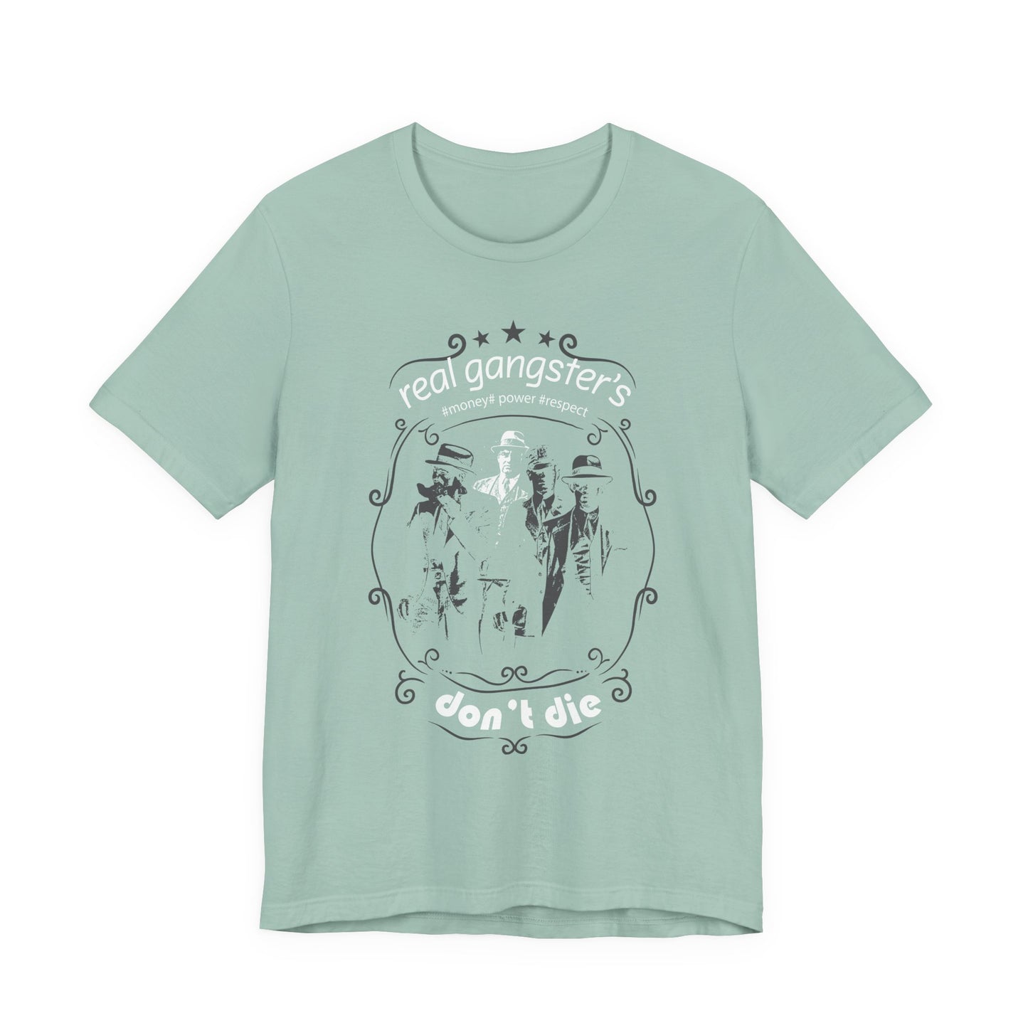 Real Gangsters Don't Die T-Shirt Vintage Outlaw Illustration Retro Biker Tee A-3