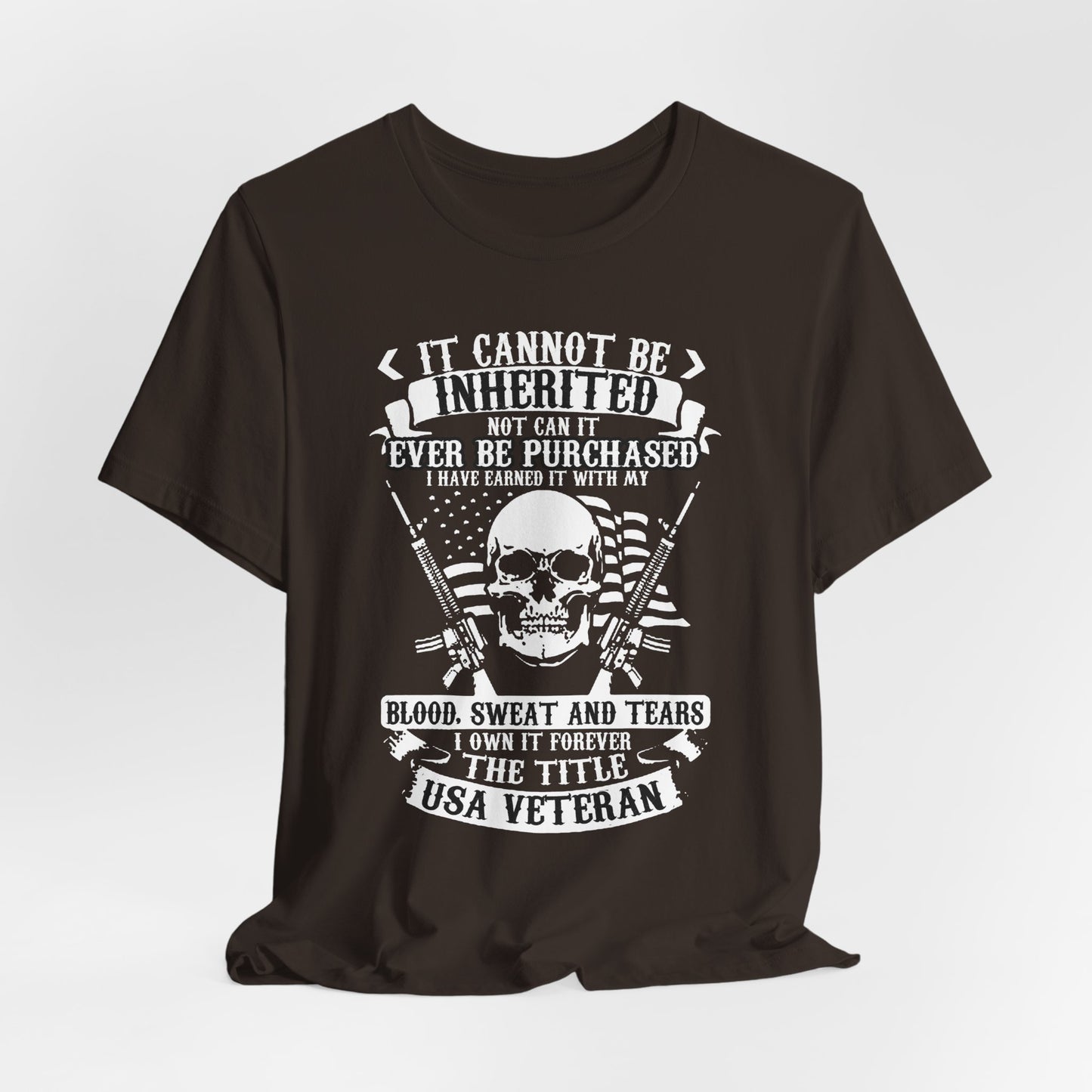 USA Veteran skull flag crossed rifles T-Shirt Military pride Unisex Cotton tee v54